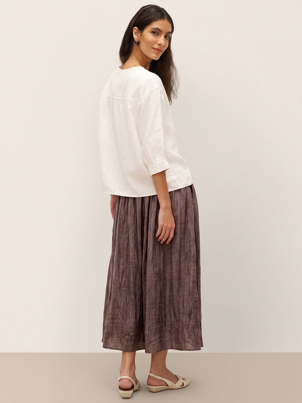 100% Linen Button-Front Drop Shoulder Shirt EASTER