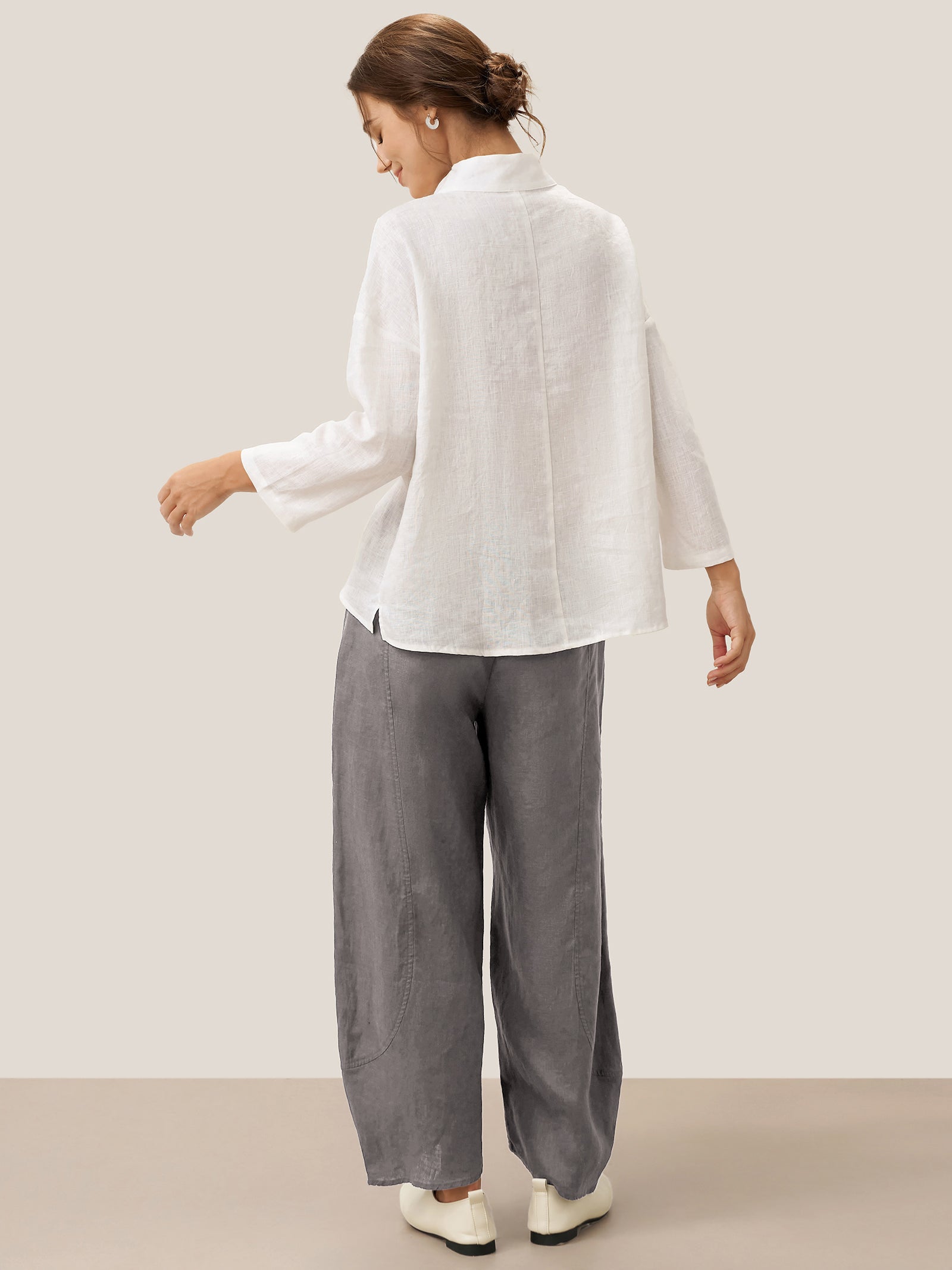 100% Linen Classic Side Neck Top CORA