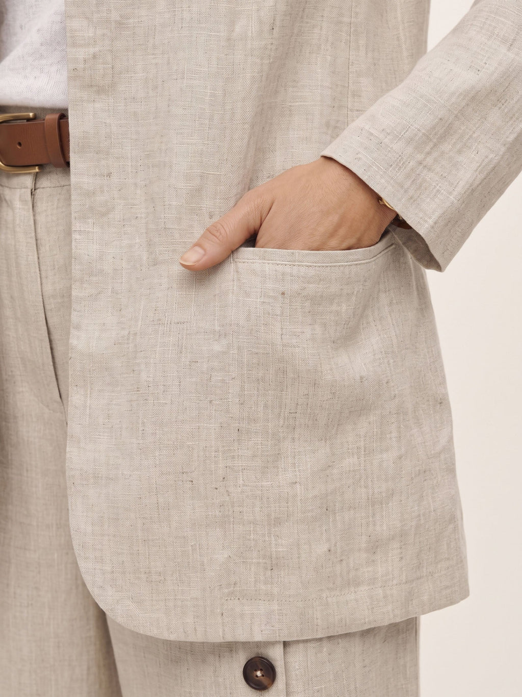 100% Linen Stand Collar Princess Seam Jacket ALIDA