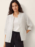 100% Linen Striped Three-Quarter Sleeve Shirt SKYLAR