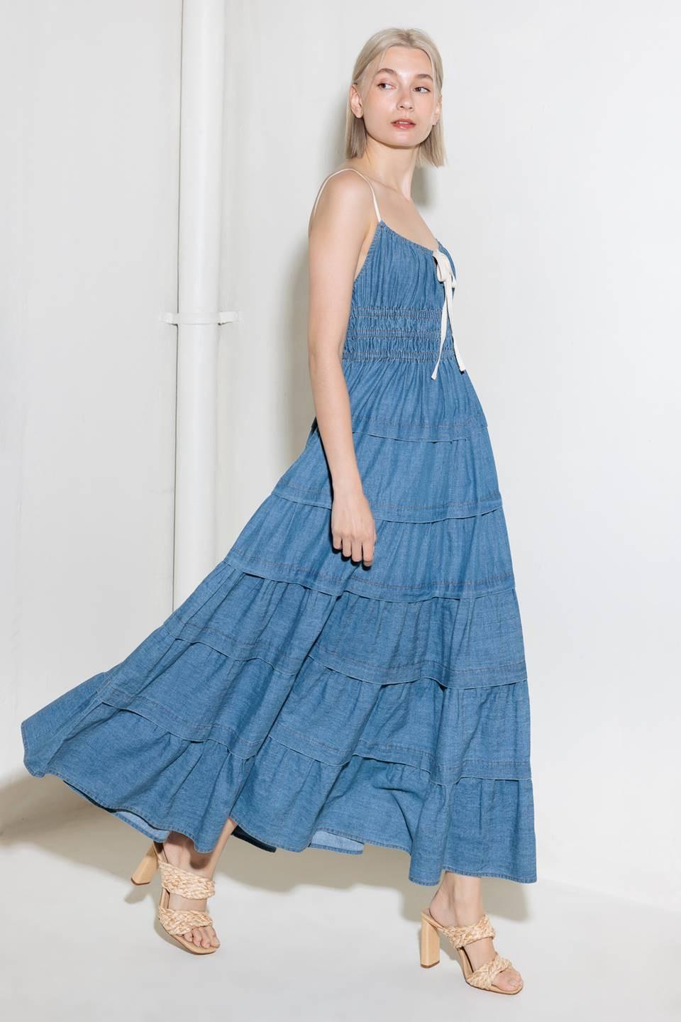 ETERNAL DESIRE DENIM MIDI DRESS