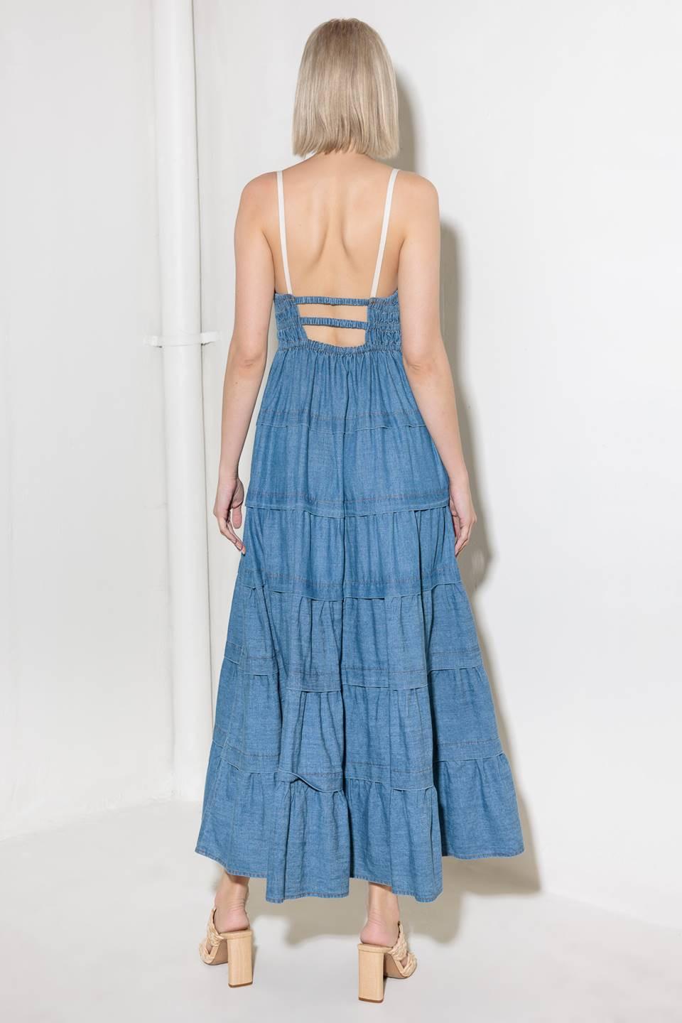 ETERNAL DESIRE DENIM MIDI DRESS