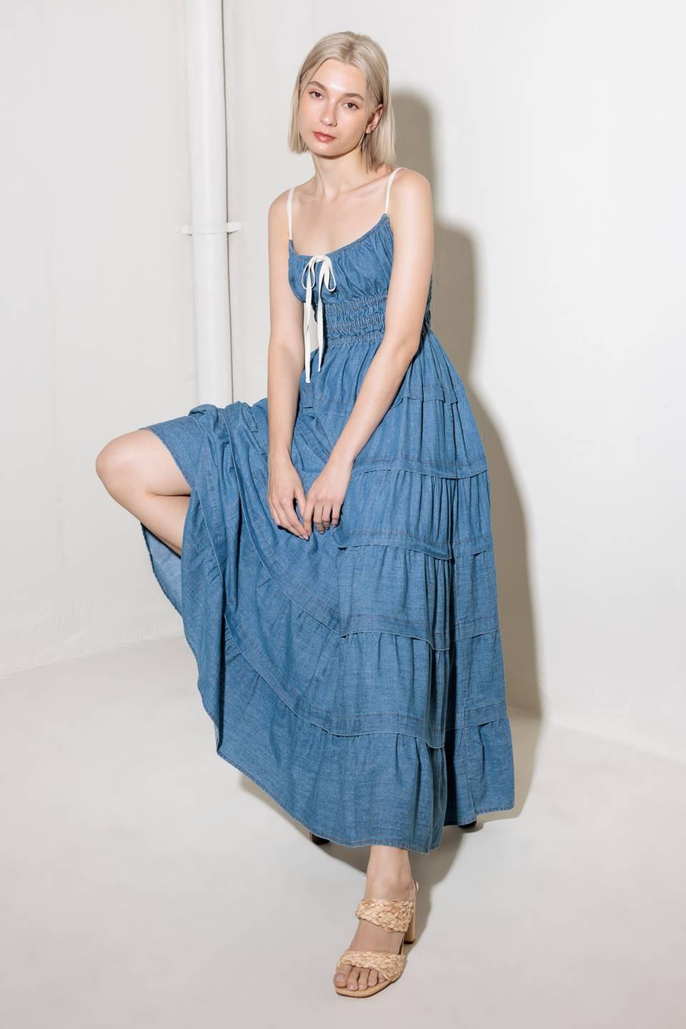 ETERNAL DESIRE DENIM MIDI DRESS