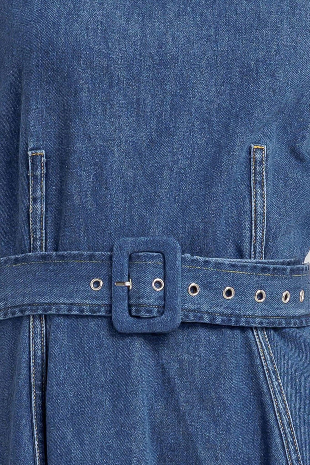 POET’S MUSE DENIM WOVEN MIDI DRESS