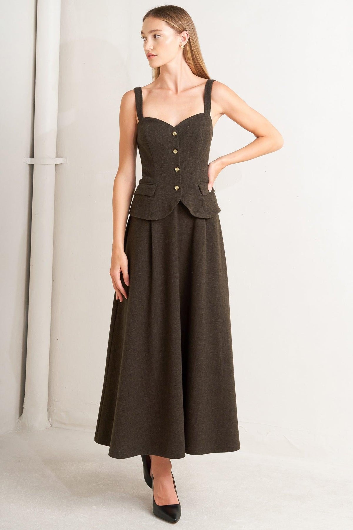 HERITAGE TAILOR WOVEN MIDI DRESS