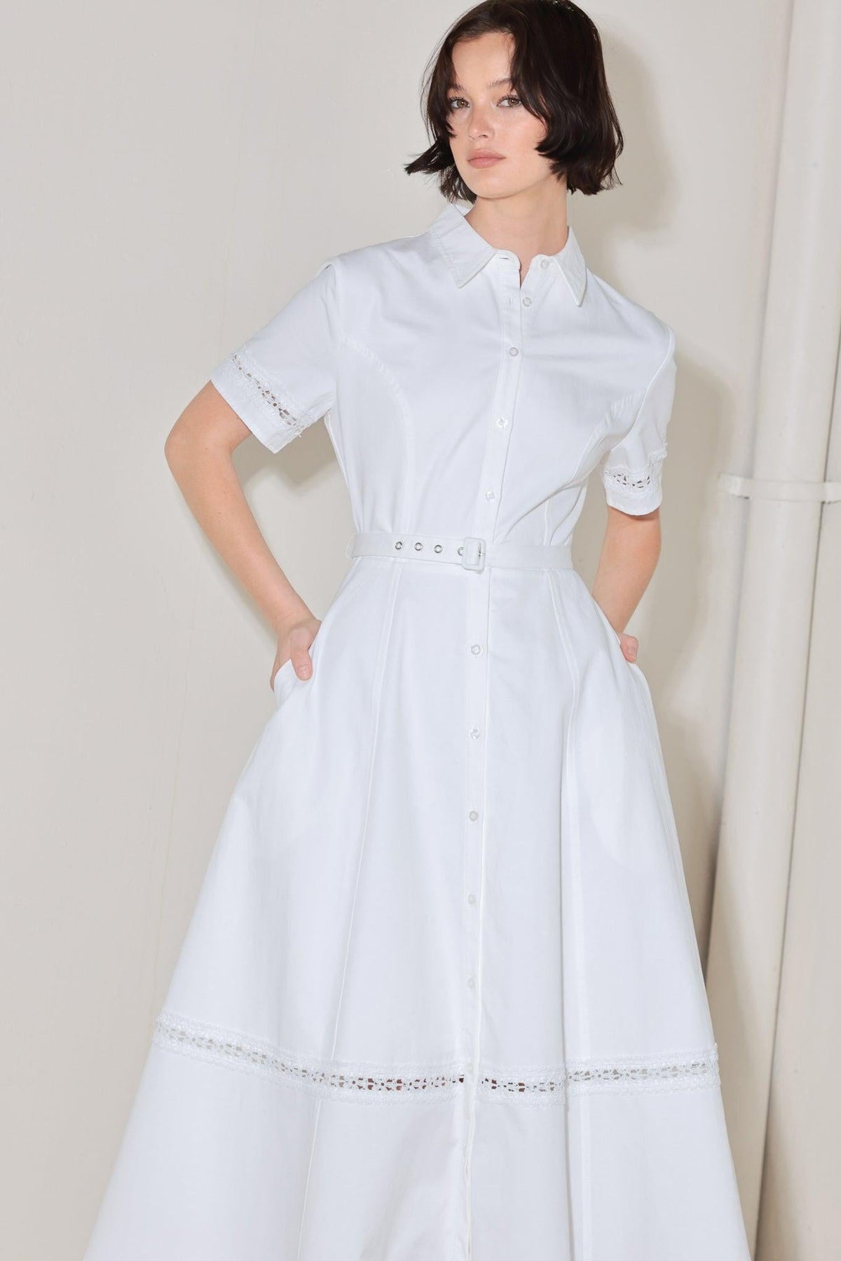 ELEGANT ENCOUNTER WOVEN MIDI DRESS