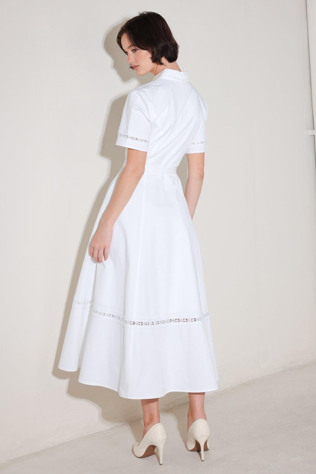 ELEGANT ENCOUNTER WOVEN MIDI DRESS