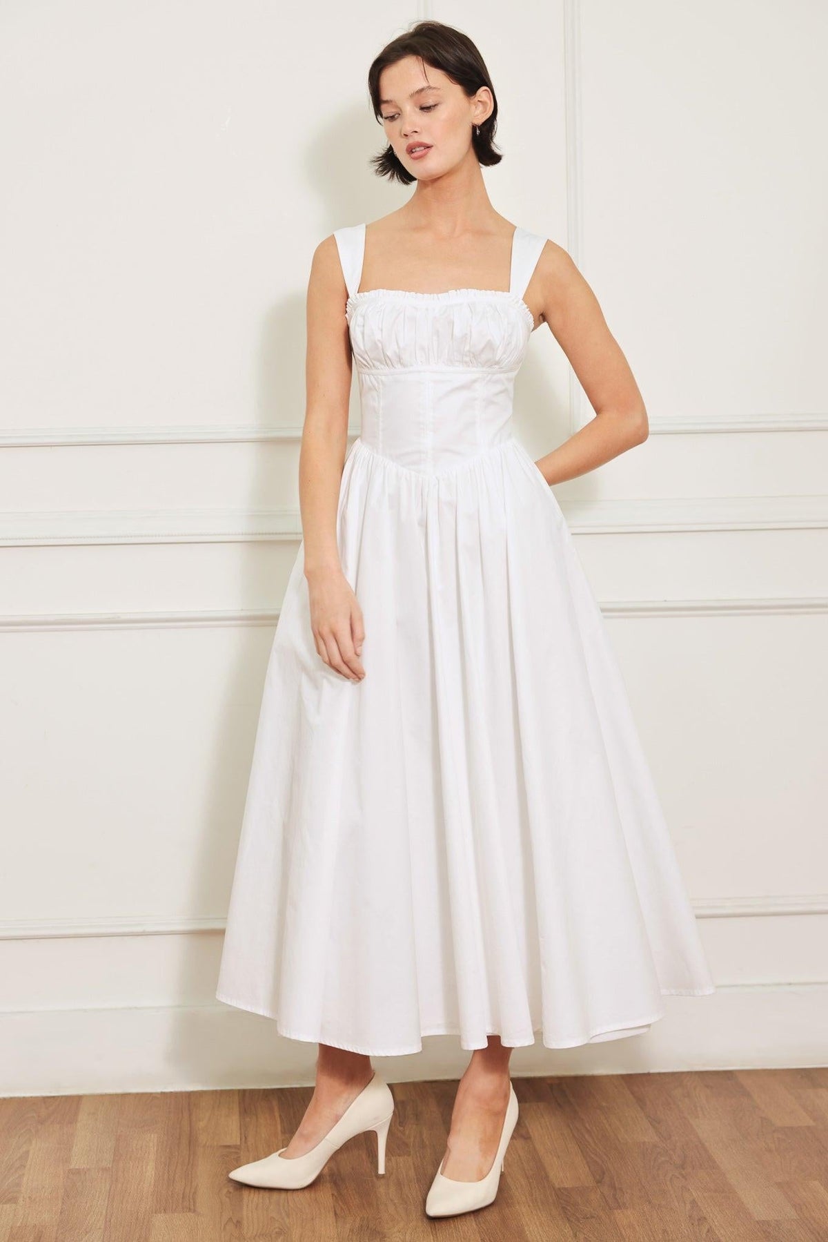 SWEETHEART SERENADE WOVEN MIDI DRESS