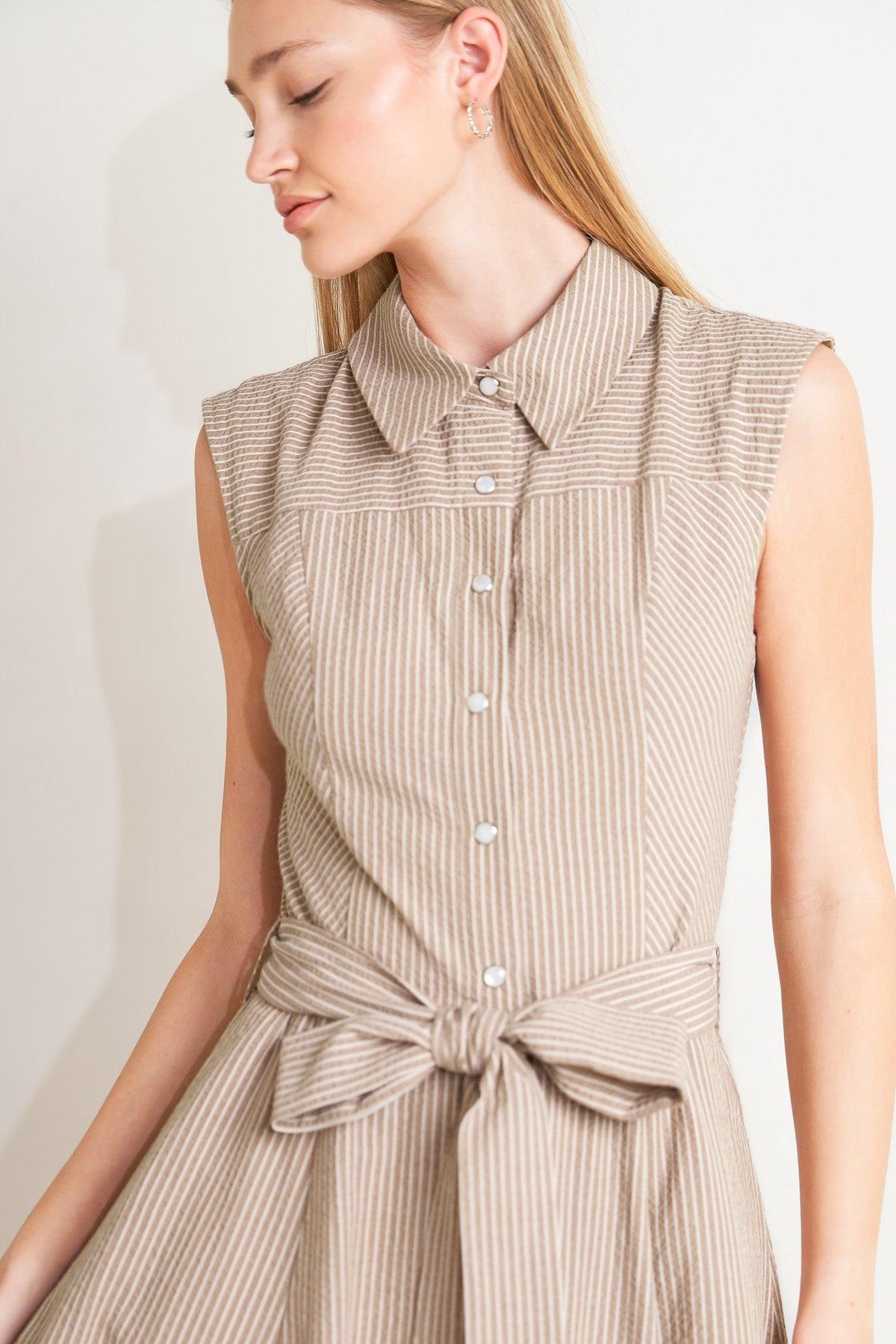 CAFE AU LAIT WOVEN MIDI DRESS