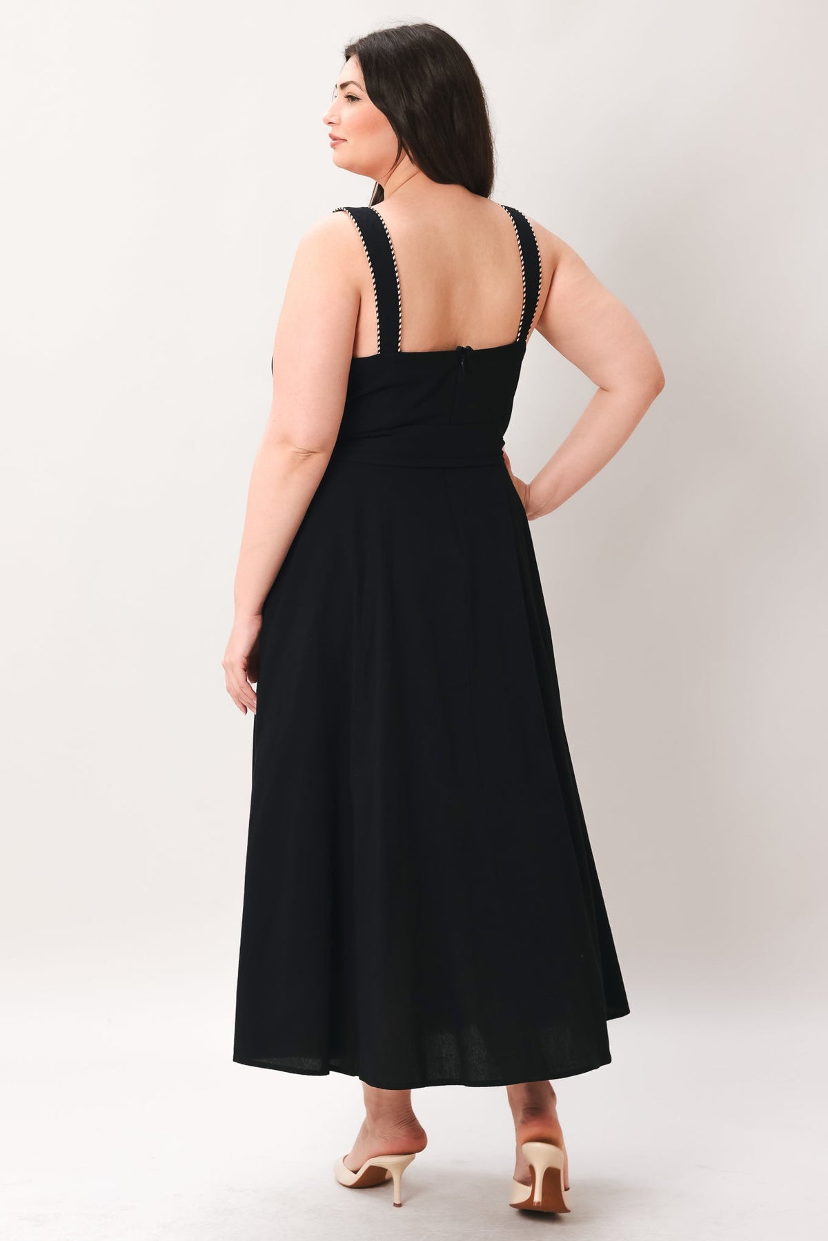 LOVELY NOIR WOVEN MIDI DRESS
