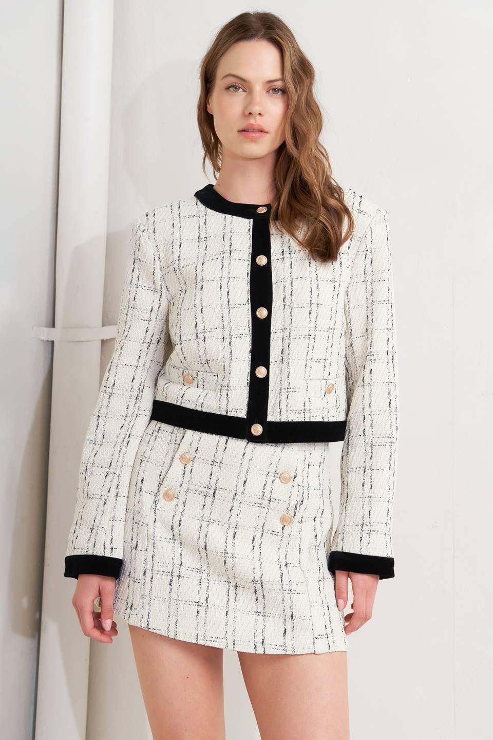 PARIS BOUND WOVEN TWEED CROP JACKET