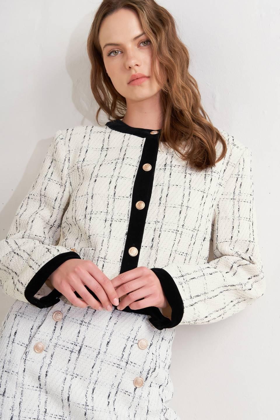 PARIS BOUND WOVEN TWEED CROP JACKET