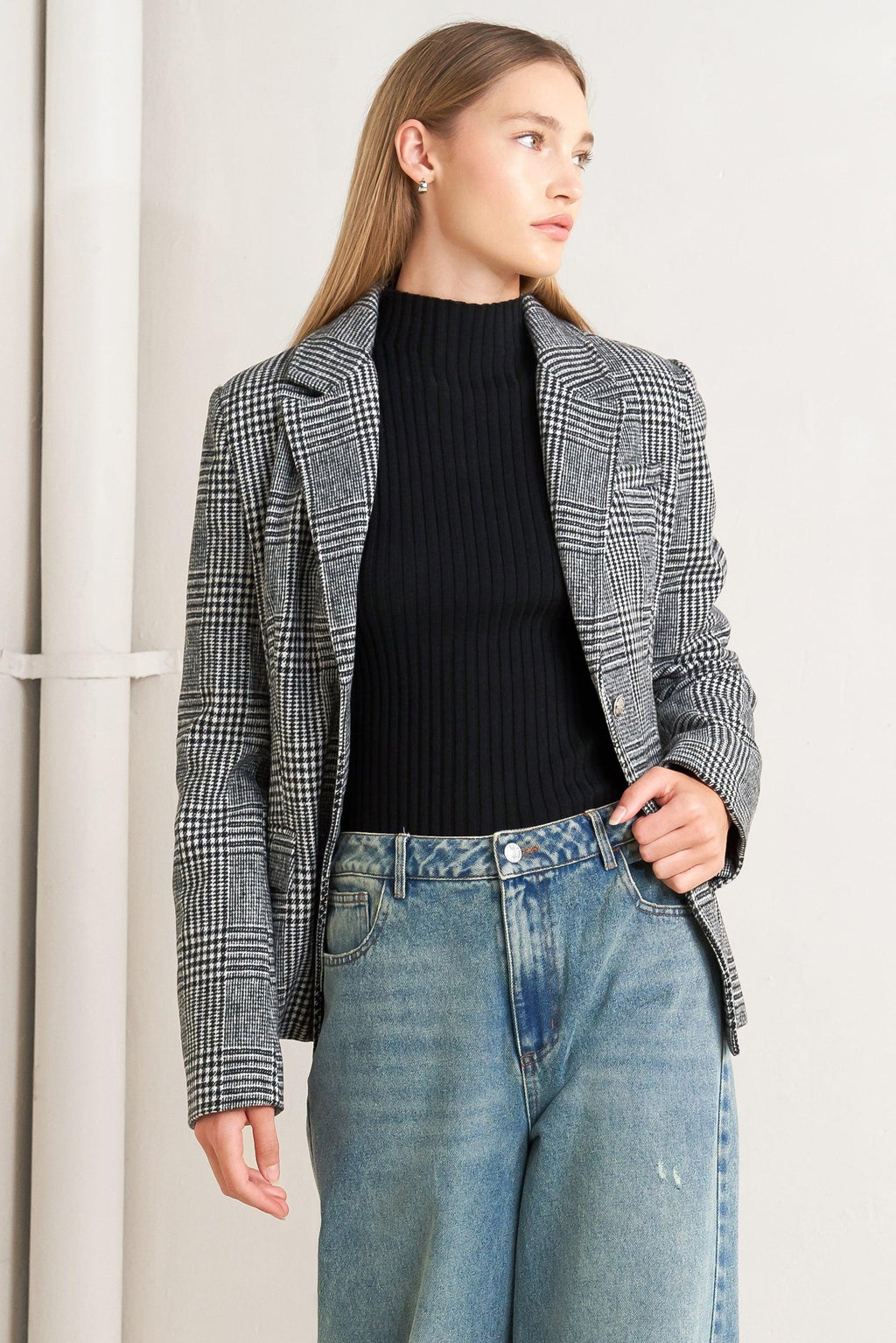 CITY CHECKLINE WOOLEN WOVEN JACKET