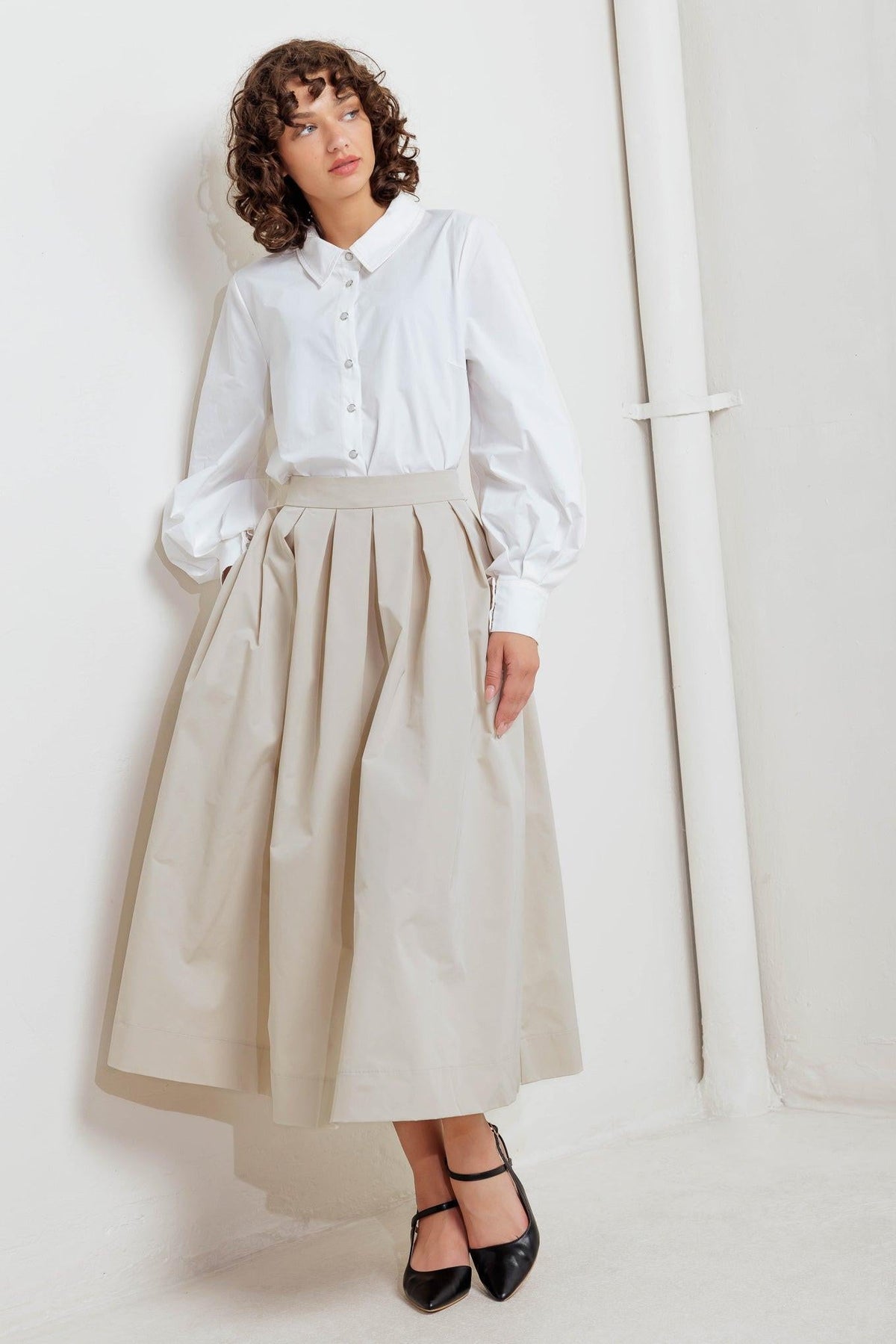 SOFT POEM WOVEN FULL MIDI SKIRT