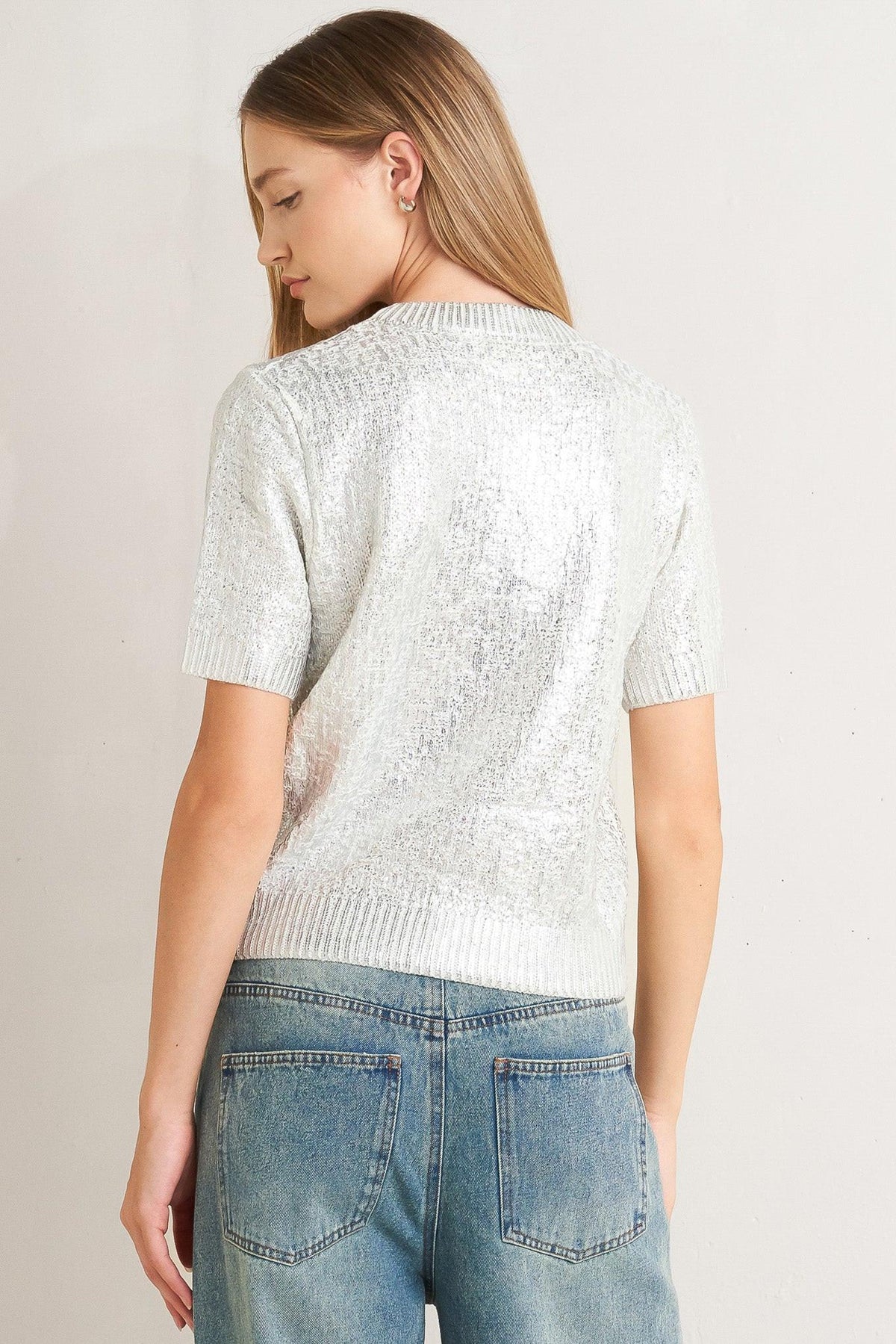 SILVER GLOW KNIT TOP