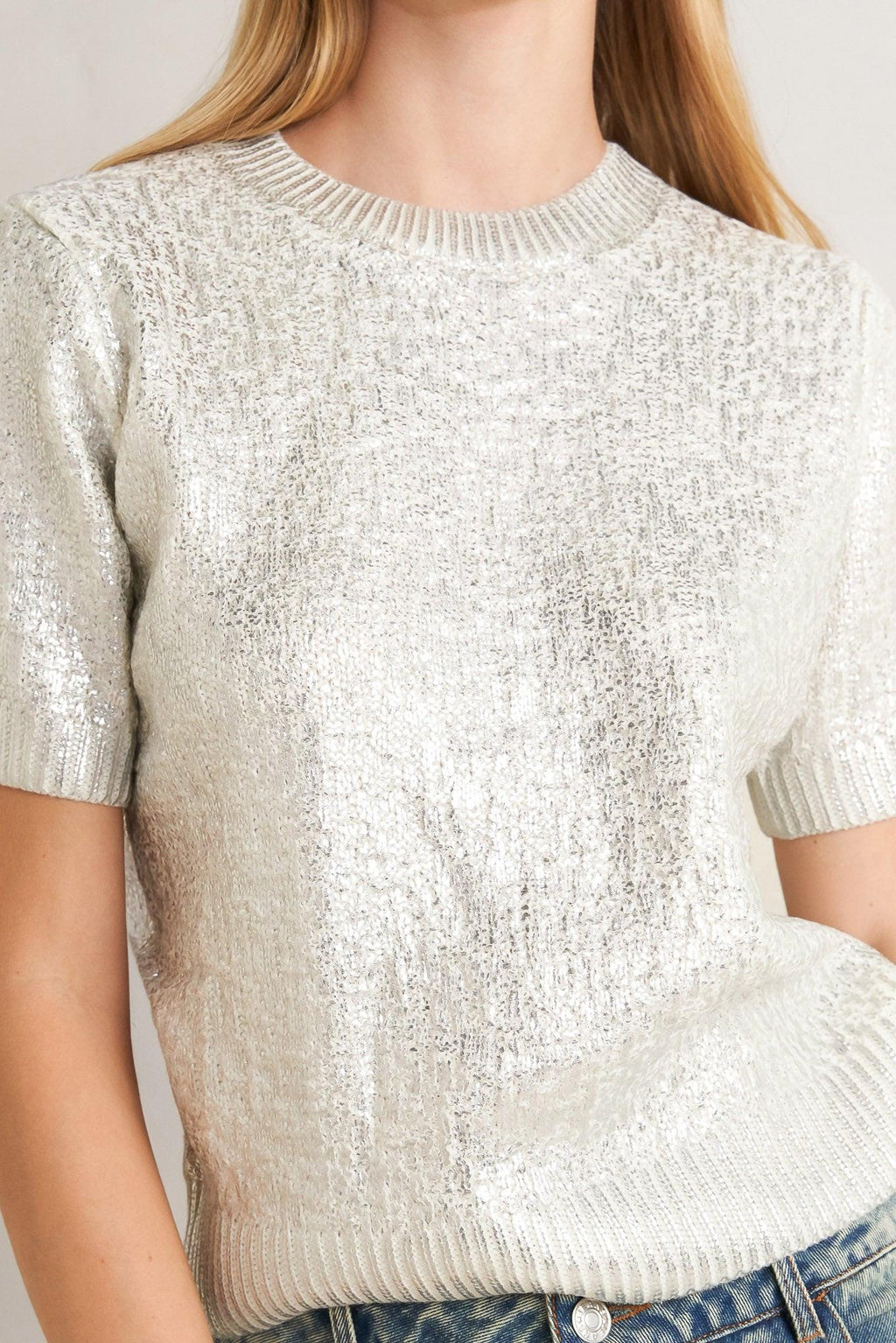 SILVER GLOW KNIT TOP