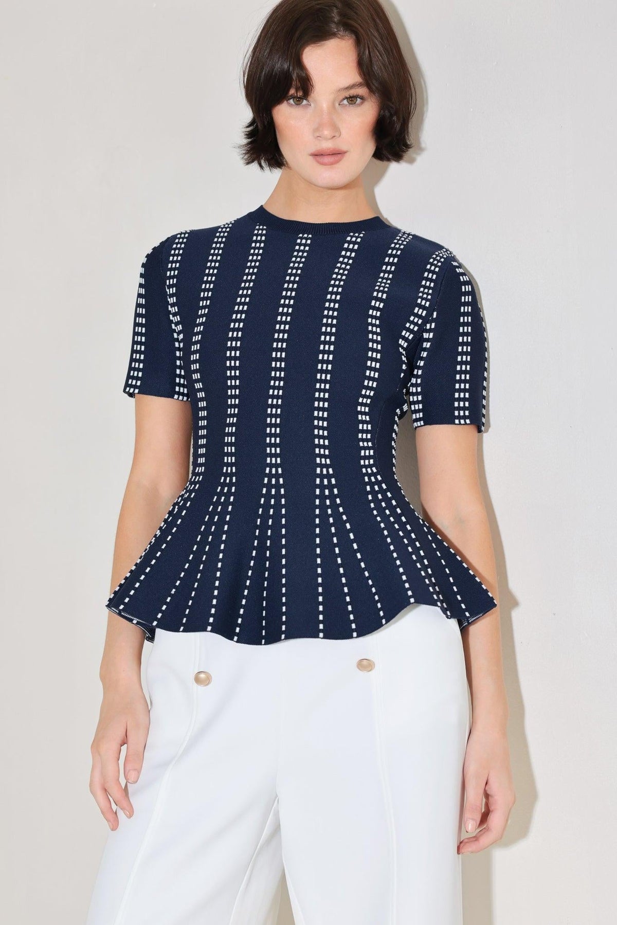 EVENING RUSTLE JACQUARD SWEATER TOP