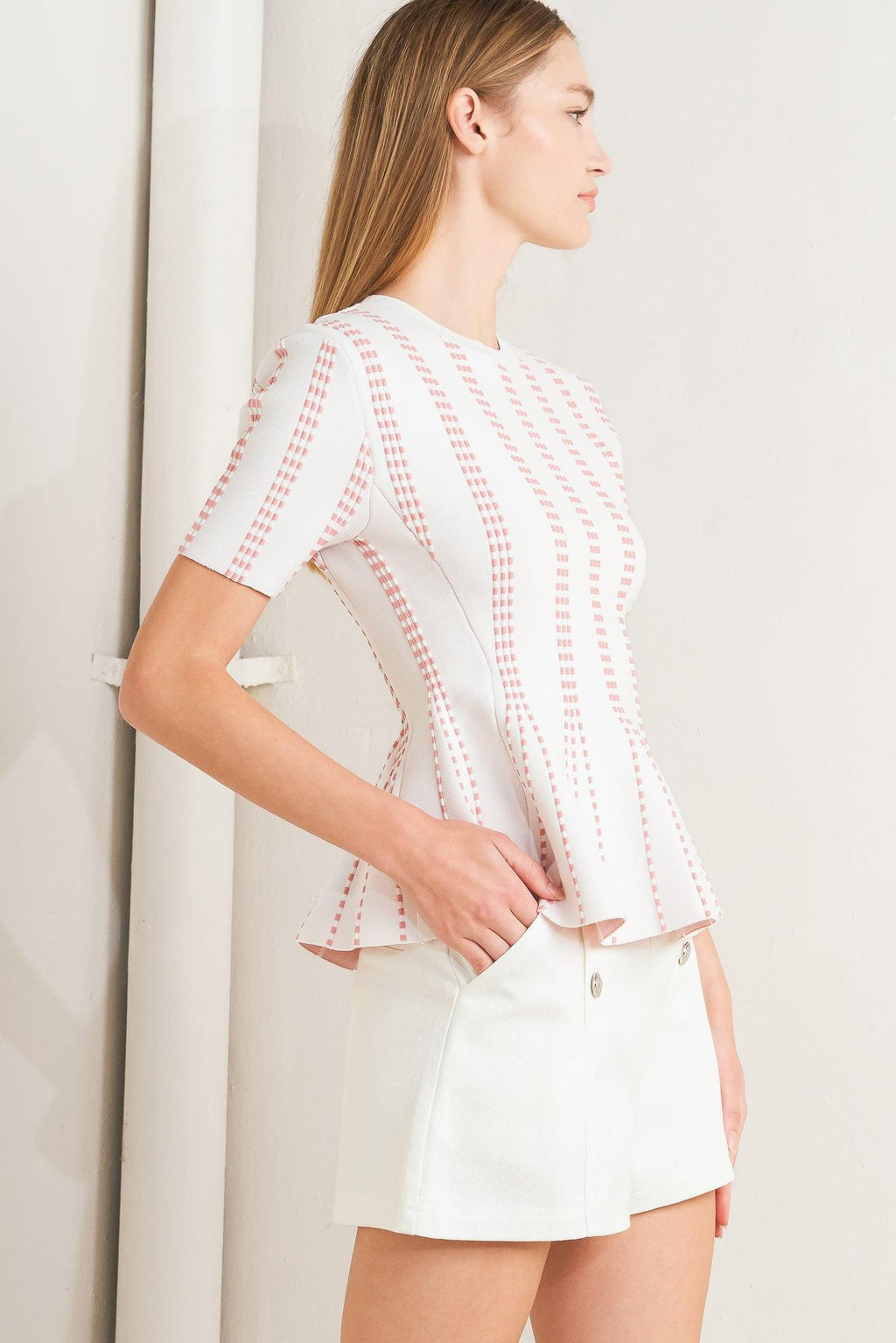 EVENING RUSTLE JACQUARD SWEATER TOP