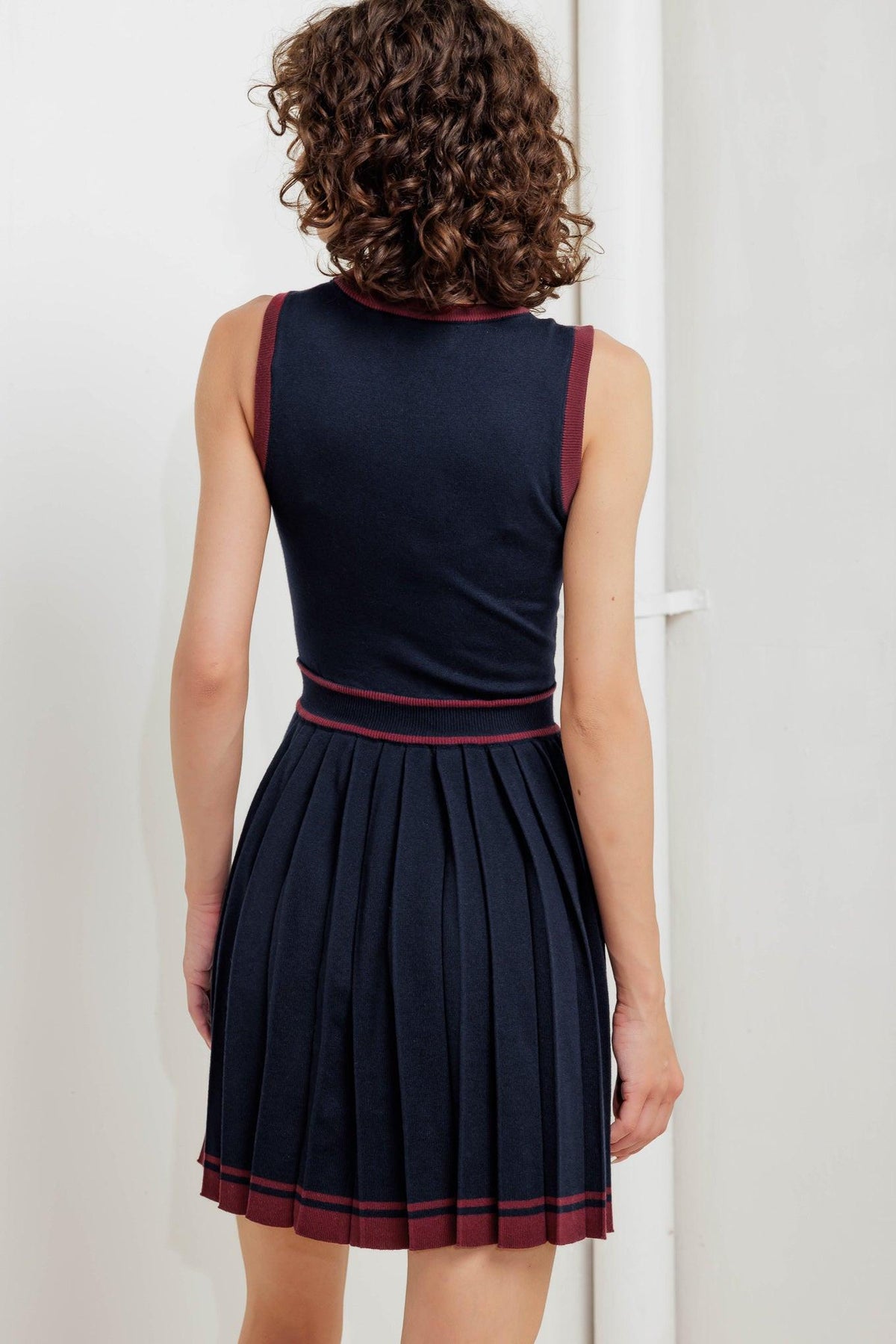 BERRY STRIPE SWEATER MINI DRESS