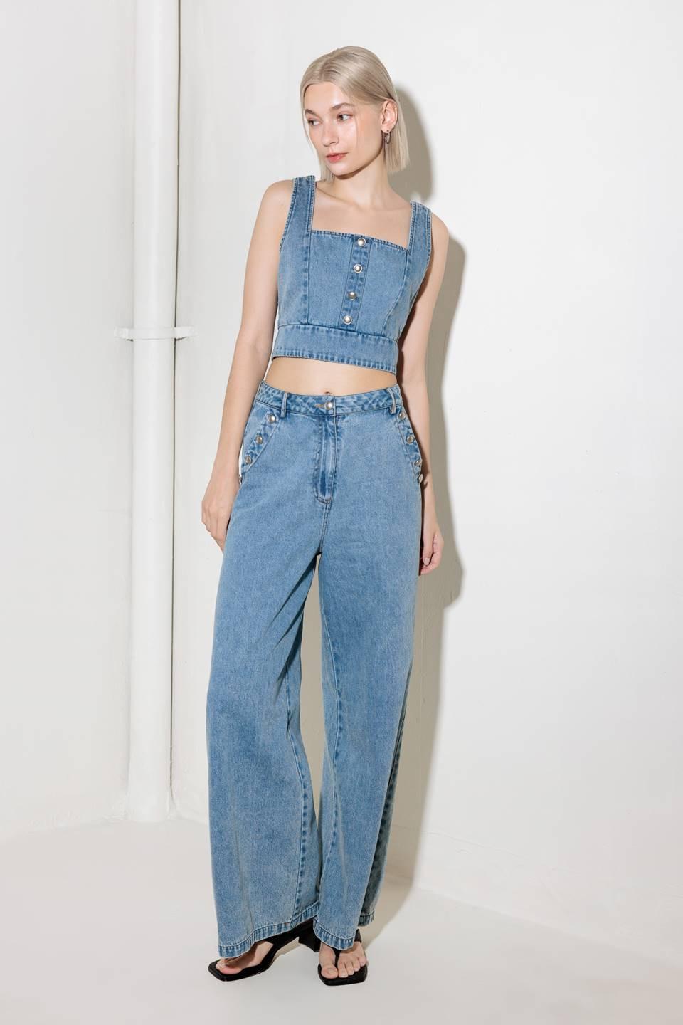 EVER SO SWEET LIGHT INDIGO DENIM TOP