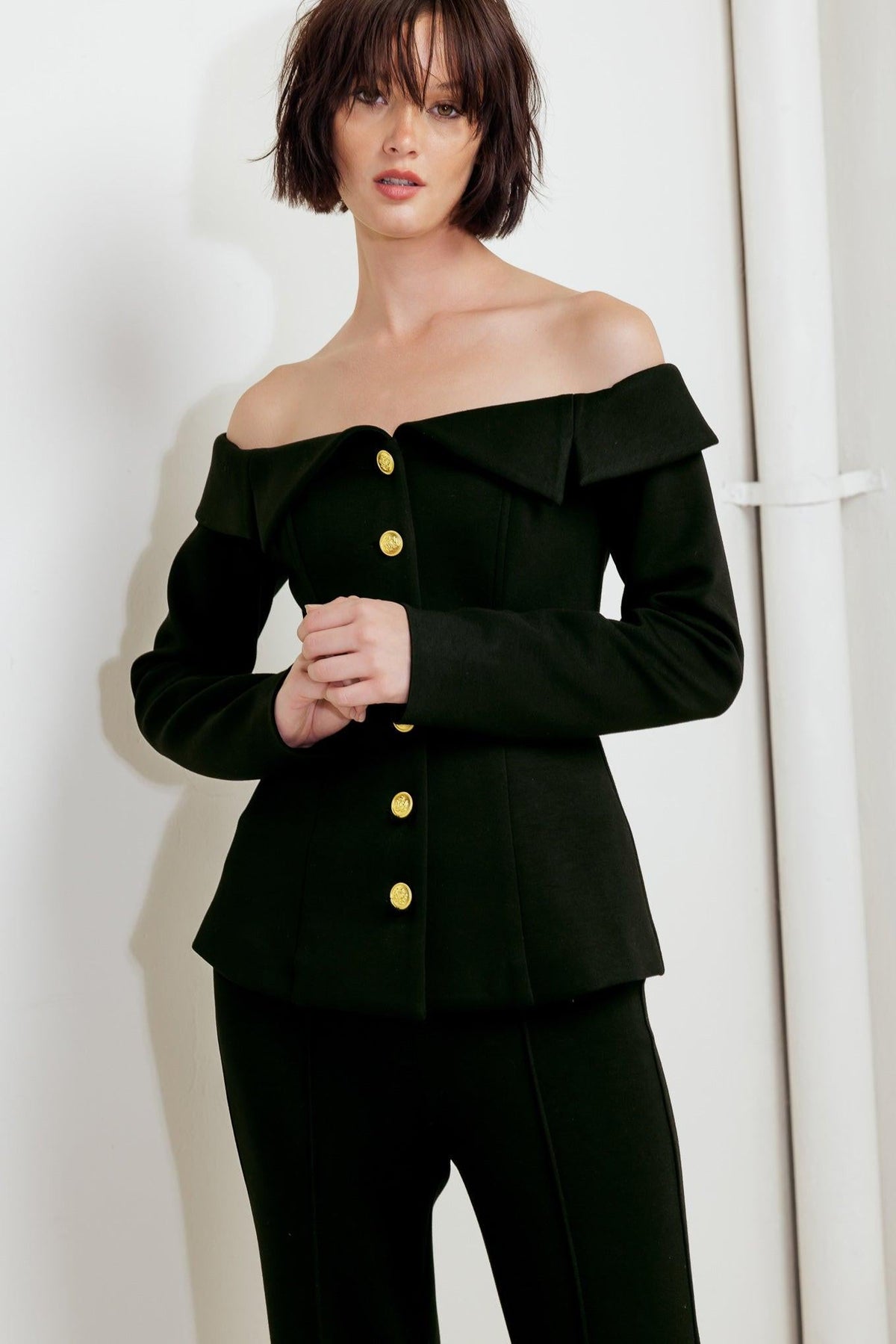 MODERN FLOW BLACK WOVEN TOP
