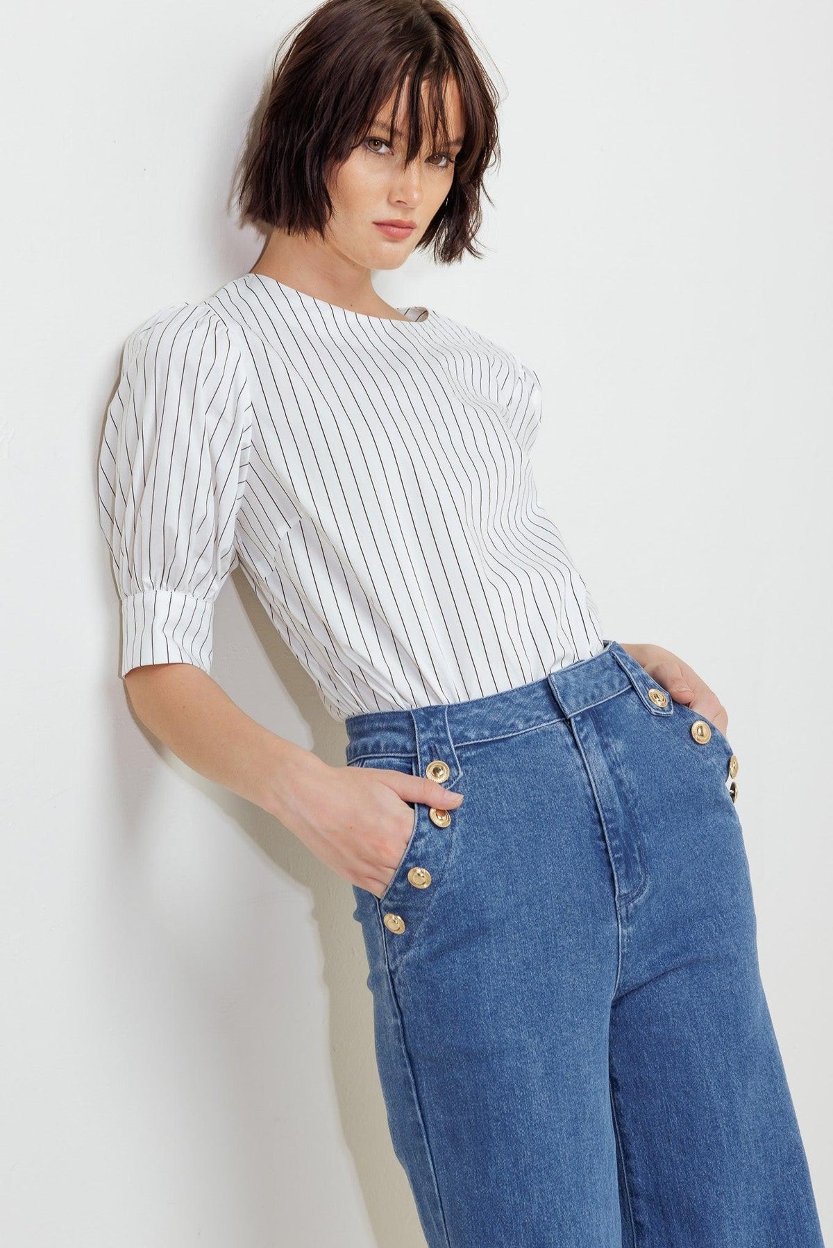 COCOON HOUR WHITE WOVEN TOP