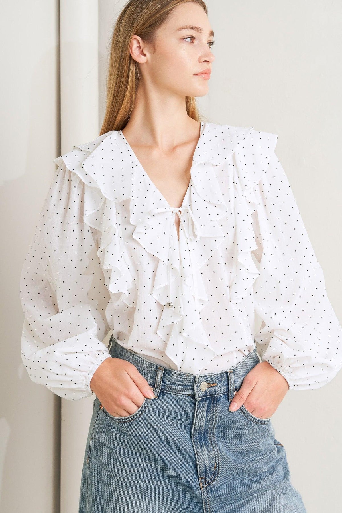MADE OF DREAMS POLKA DOT WOVEN TOP