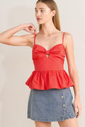 SUNSET BOW RED WOVEN TOP