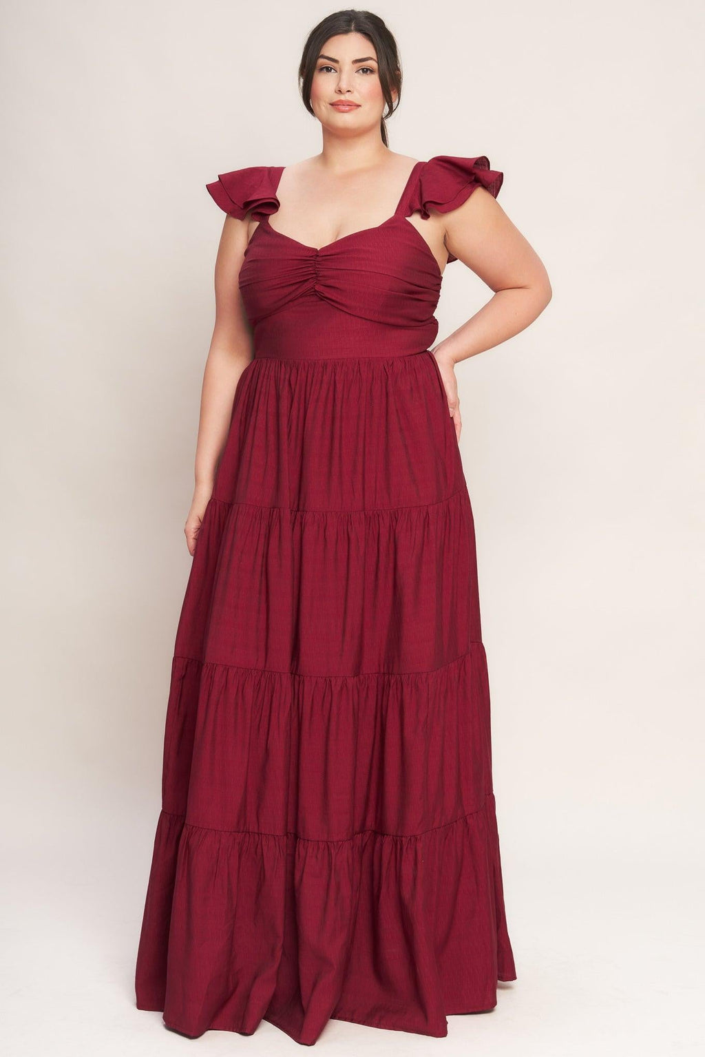 SUMMER MILK DEEP RED WOVEN MAXI DRESS