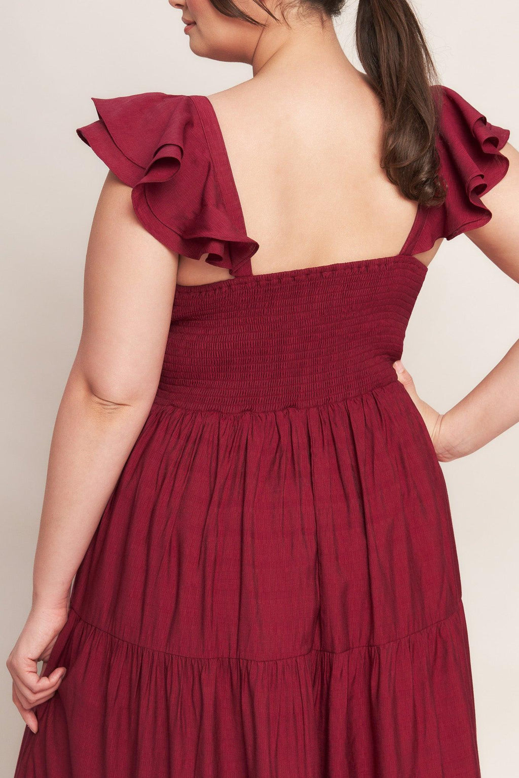 SUMMER MILK DEEP RED WOVEN MAXI DRESS