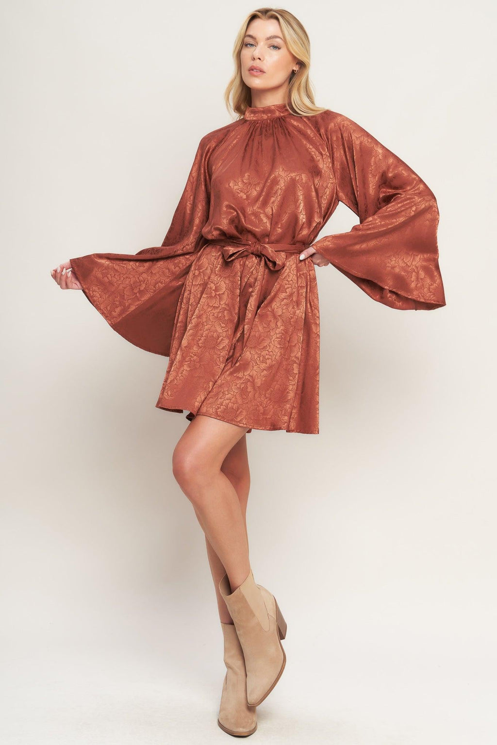 BY ANY MEANS WOVEN SATIN MINI DRESS