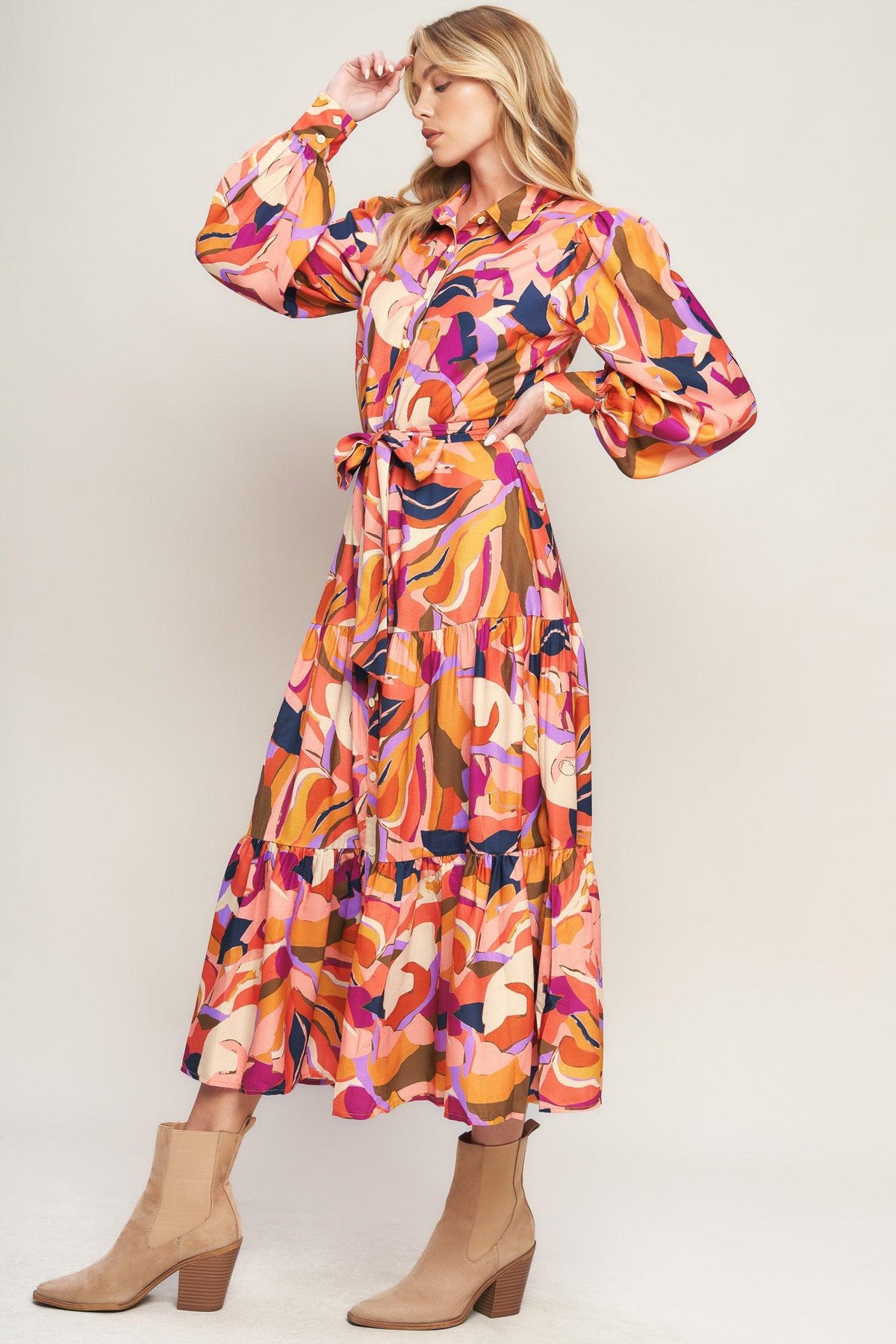 ROSEWOOD ROMANCE WOVEN MIDI DRESS