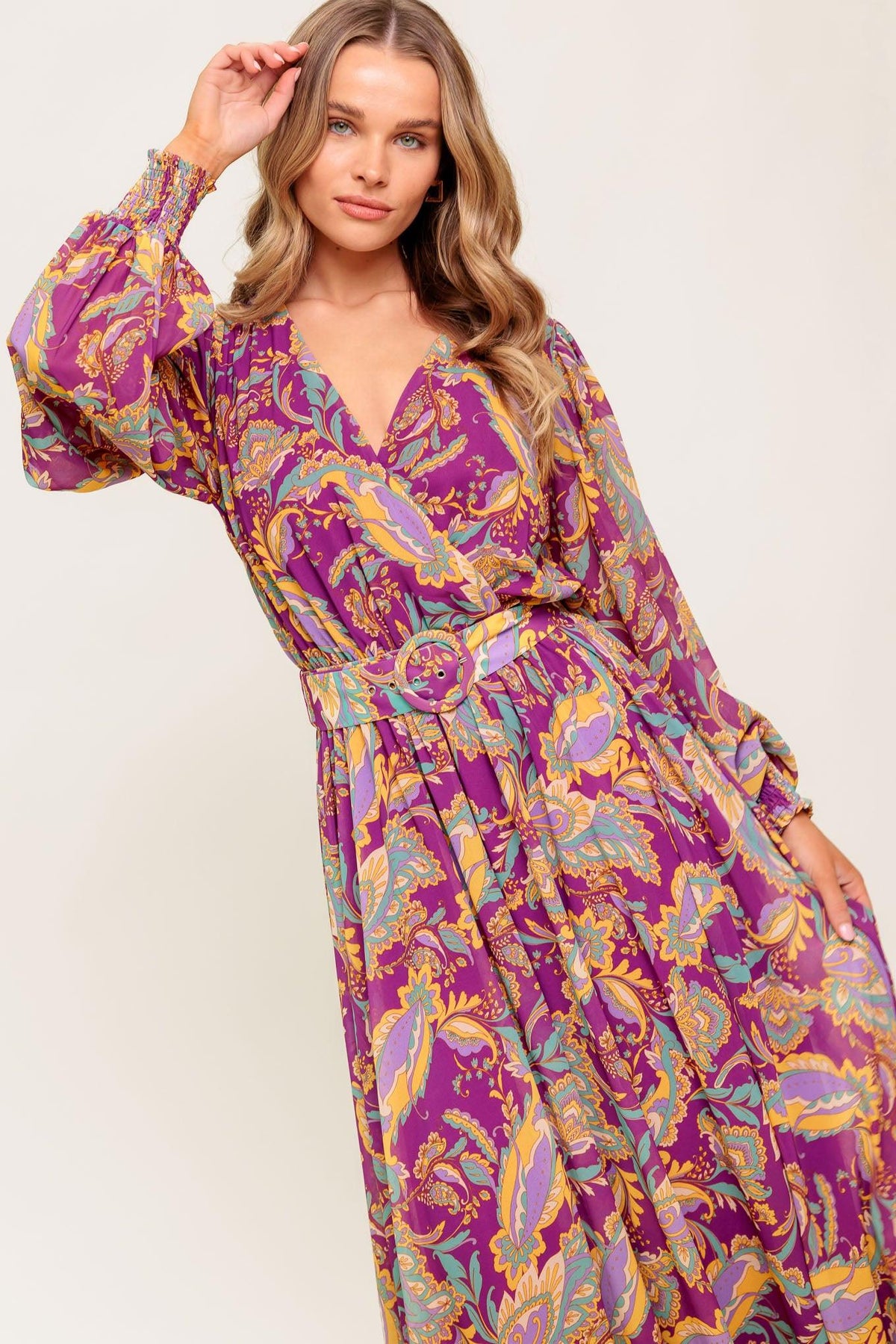 GOING WITH ELEGANCE WOVEN MIDI DRESS