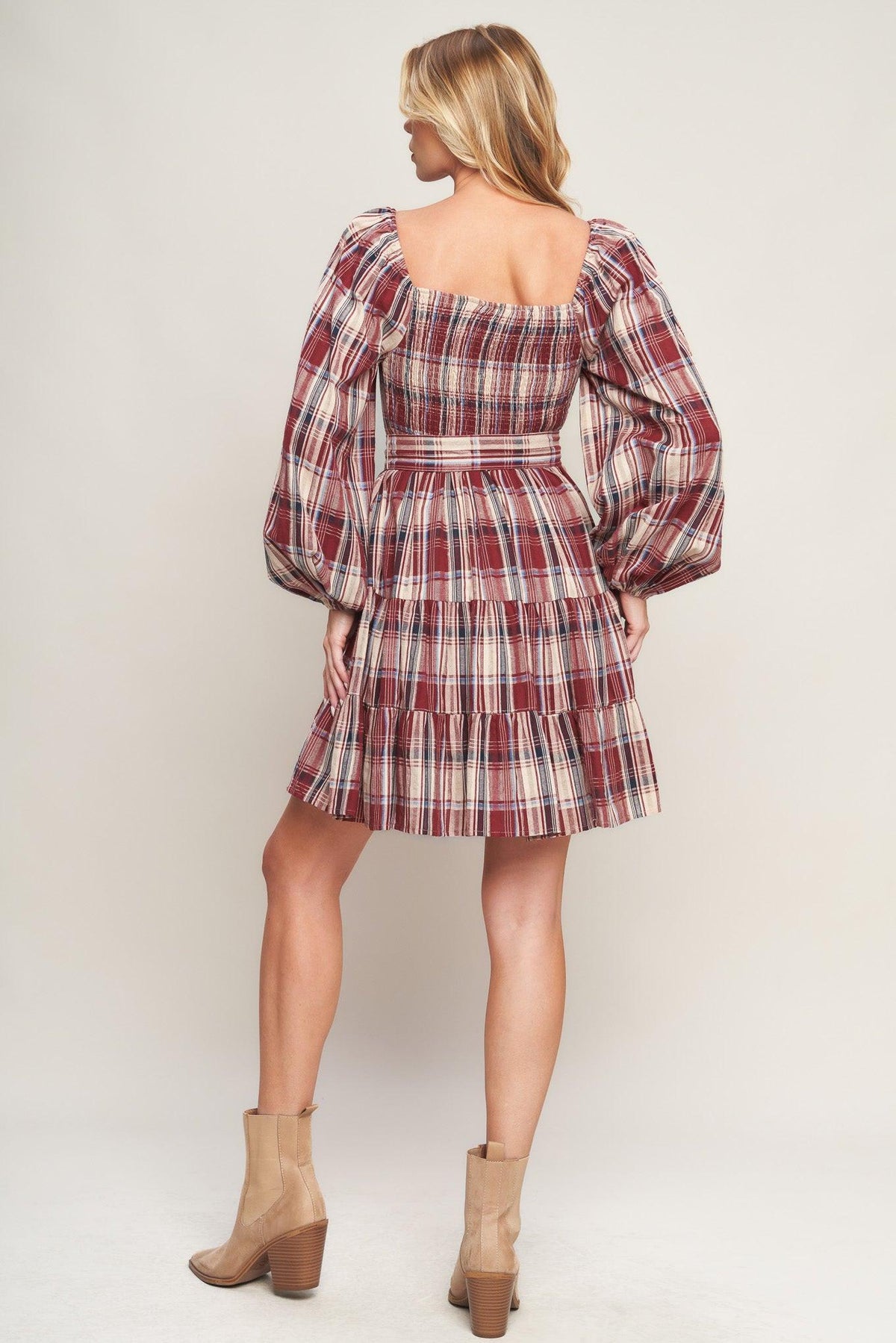 HONEY HUG PLAID MINI DRESS