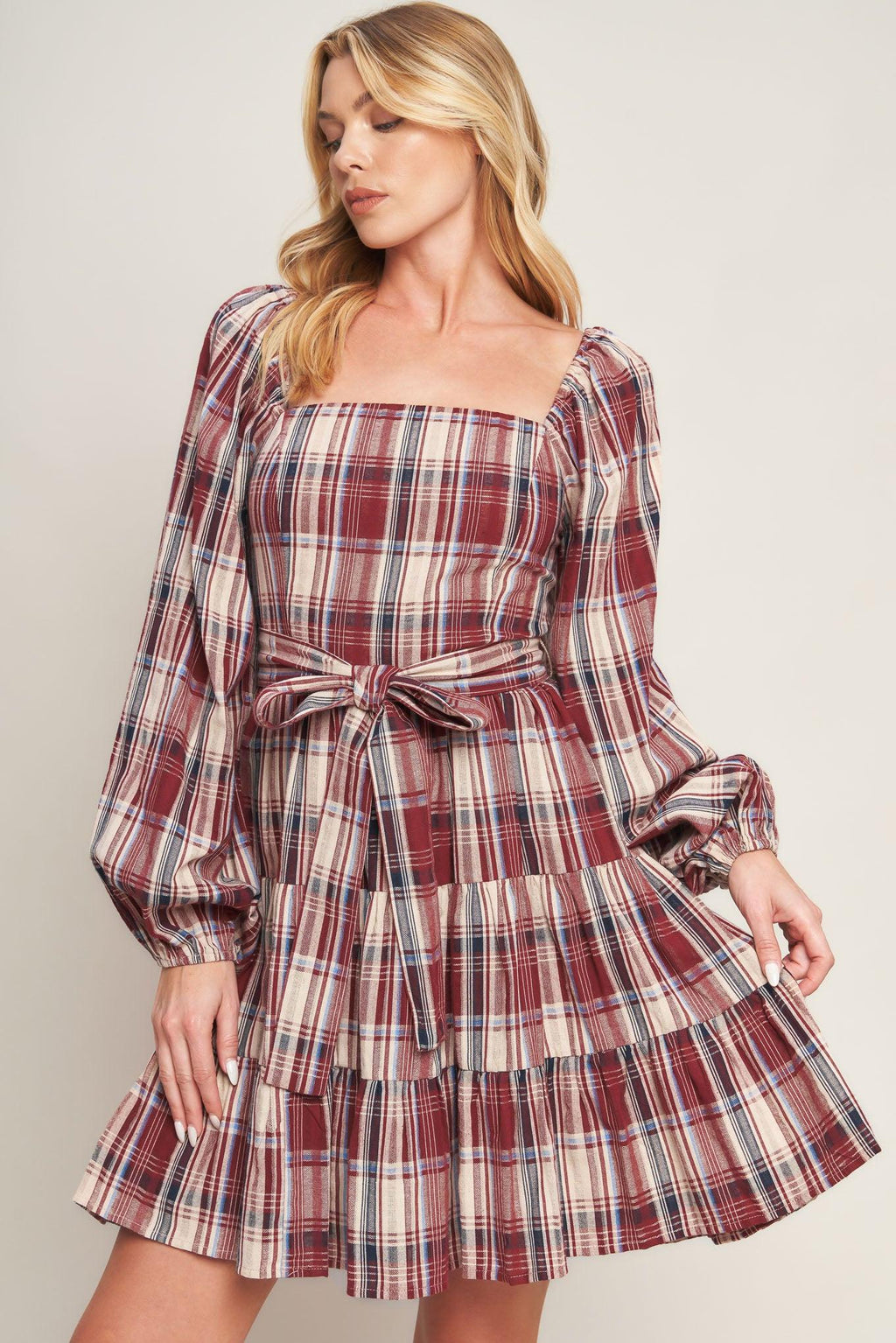 HONEY HUG PLAID MINI DRESS