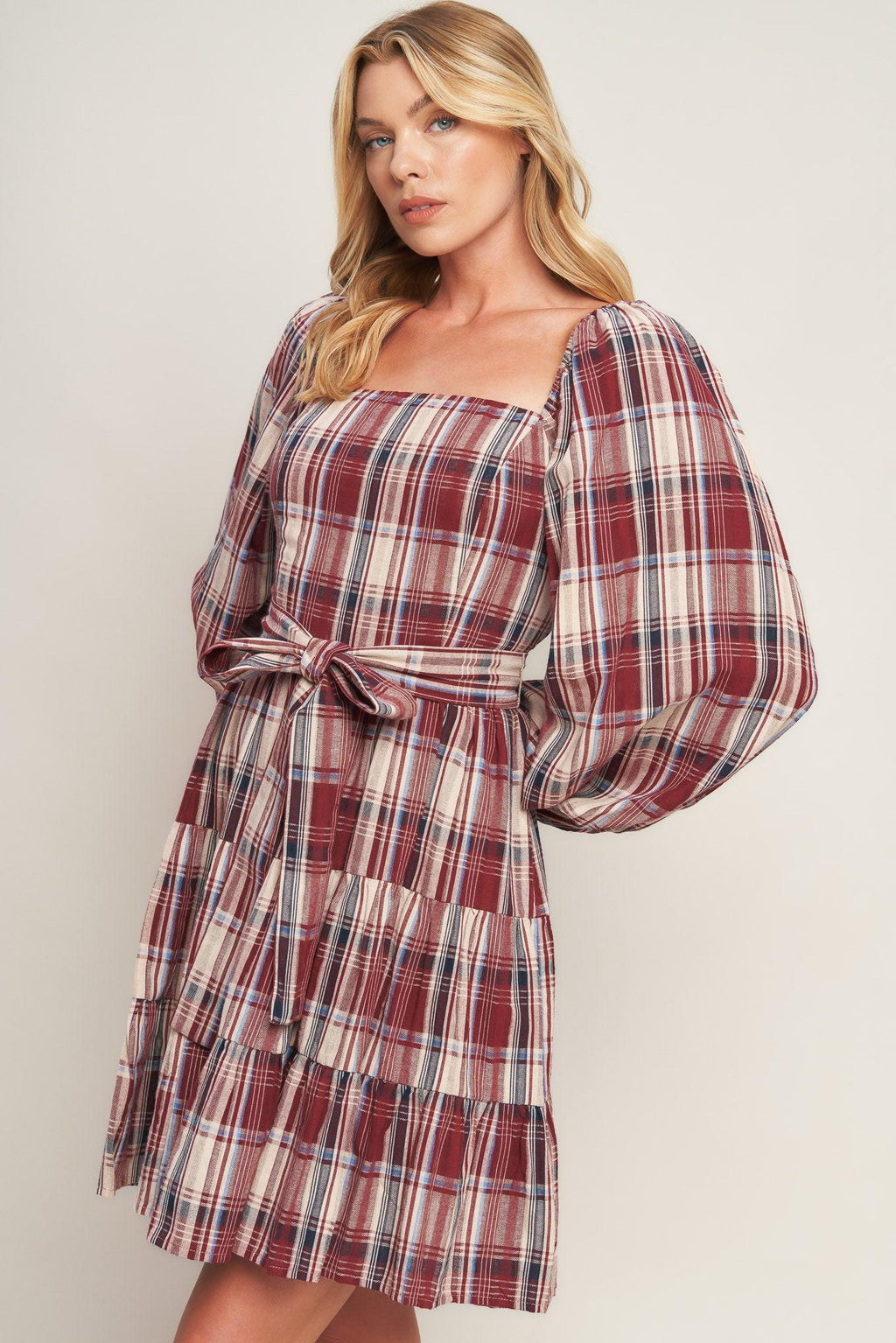 HONEY HUG PLAID MINI DRESS
