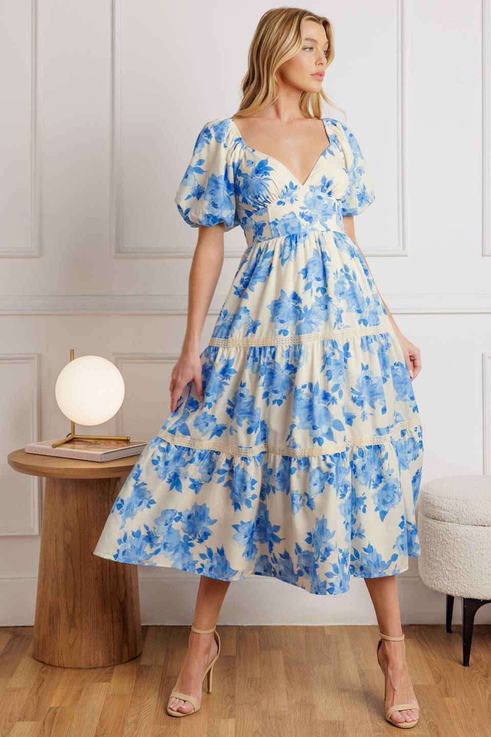 BLOOMING DAY WOVEN MIDI DRESS