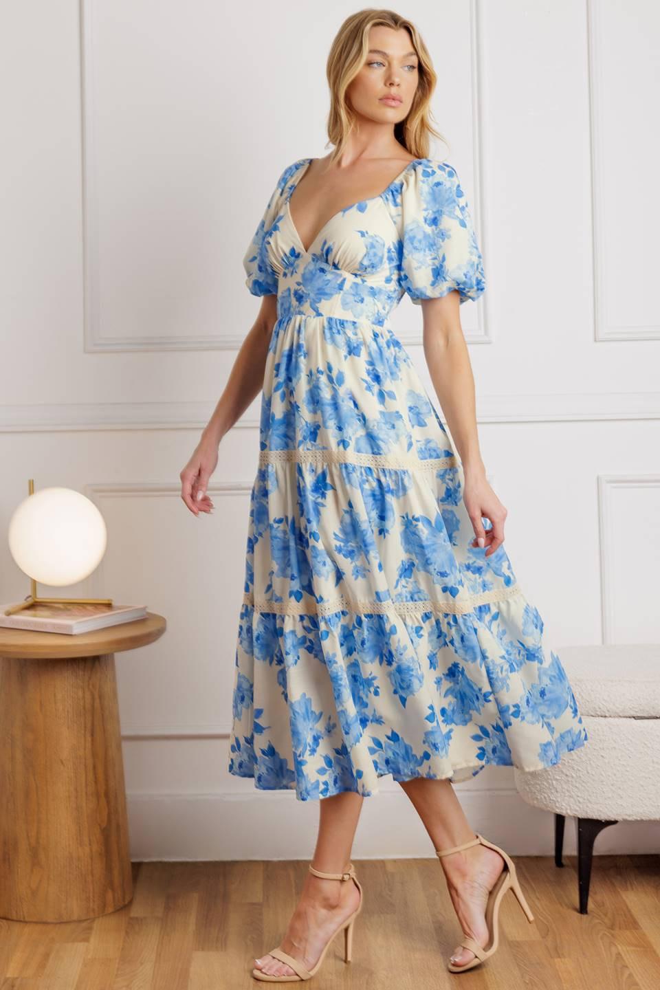 BLOOMING DAY WOVEN MIDI DRESS