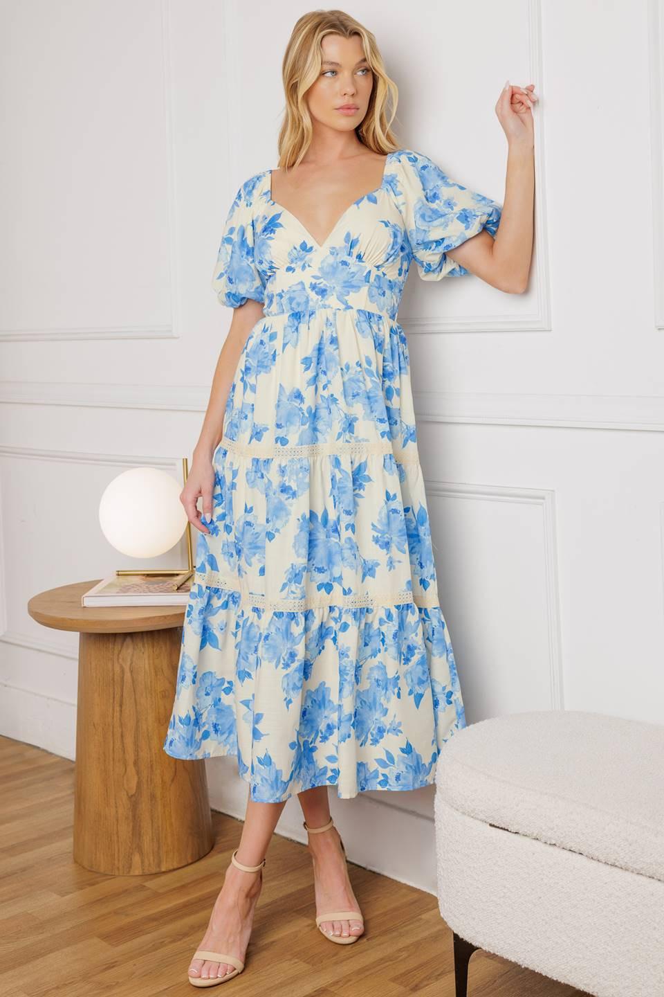 BLOOMING DAY WOVEN MIDI DRESS