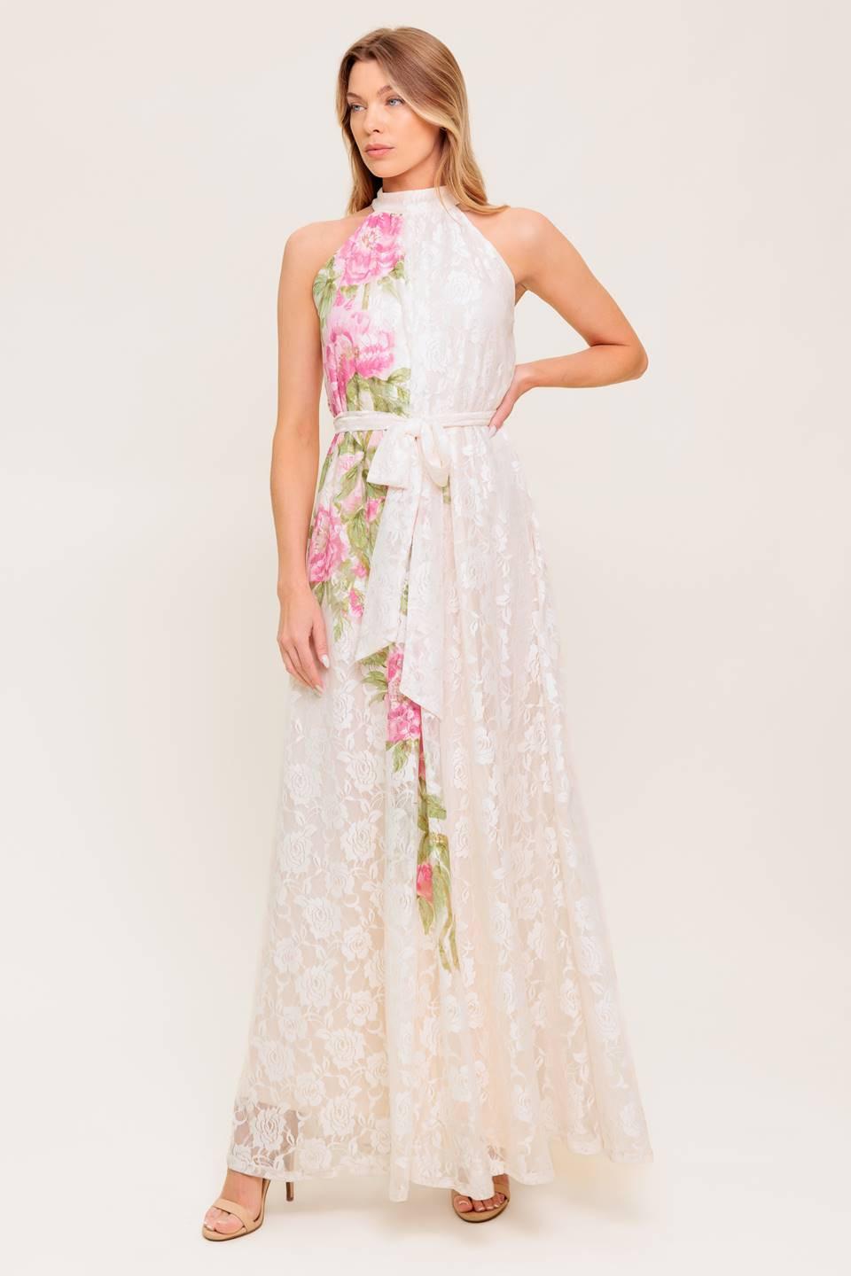 BOTANICAL DREAM WOVEN LACE MAXI DRESS