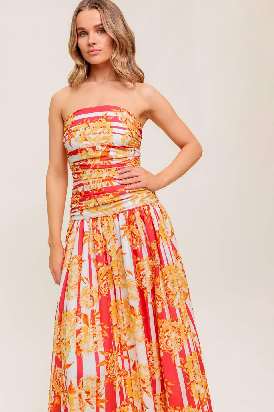 PEONY STORM DANCE WOVEN MIDI DRESS
