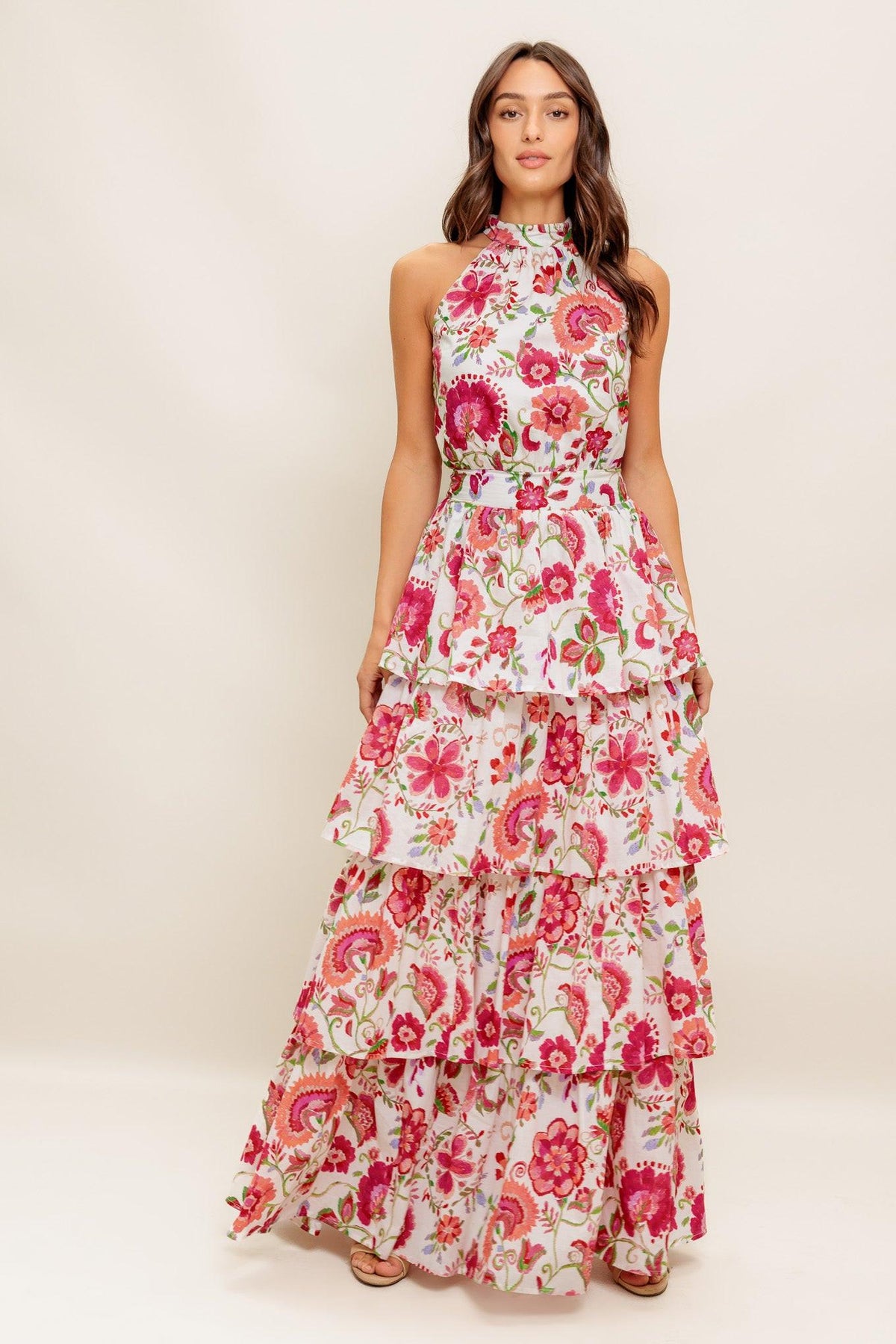 FLORAL RHAPSODY WOVEN MAXI DRESS