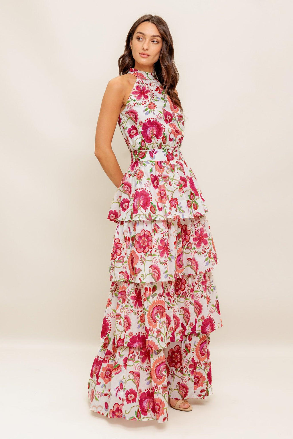 FLORAL RHAPSODY WOVEN MAXI DRESS