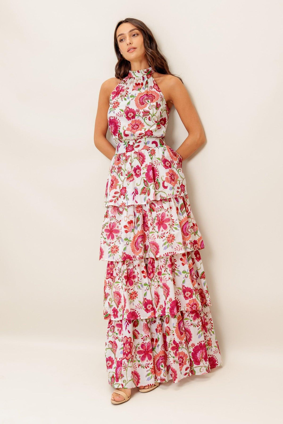 FLORAL RHAPSODY WOVEN MAXI DRESS