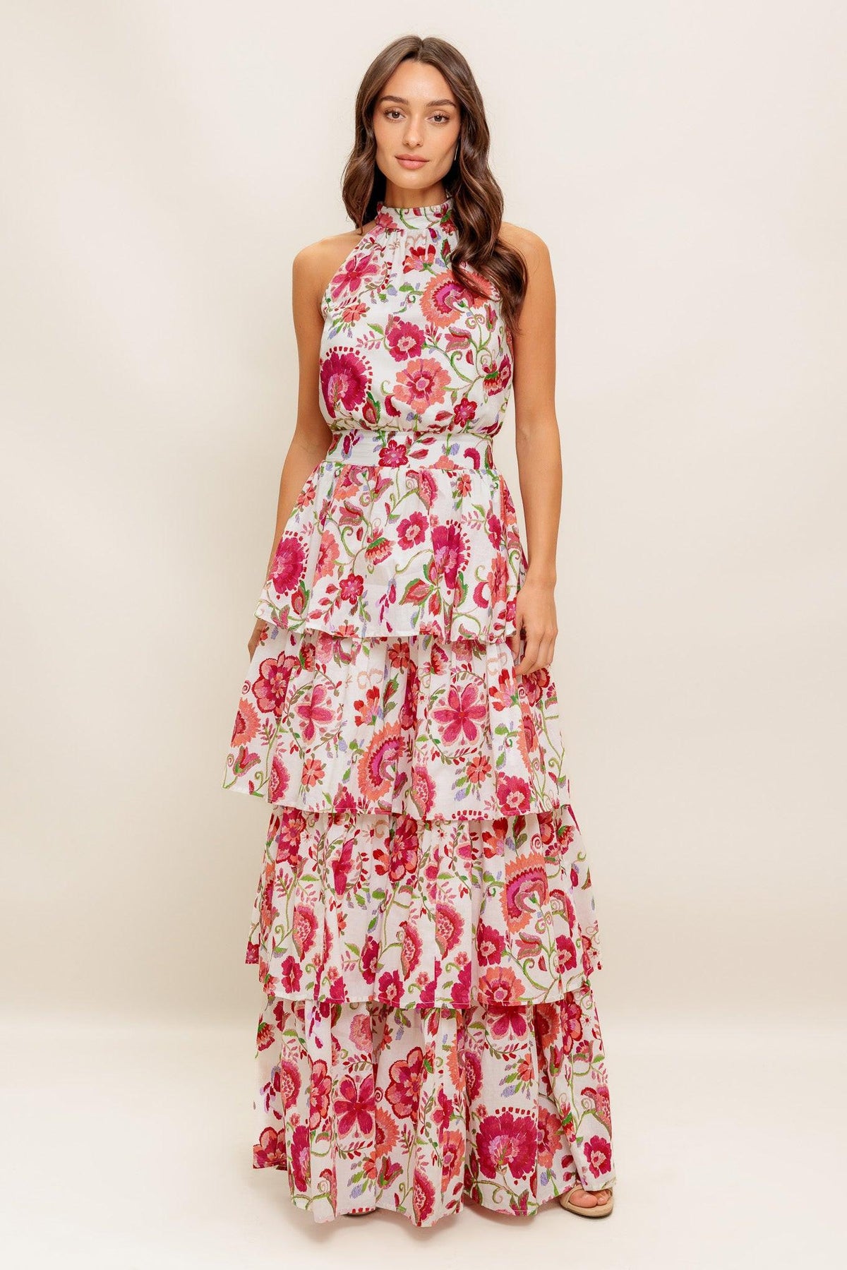 FLORAL RHAPSODY WOVEN MAXI DRESS