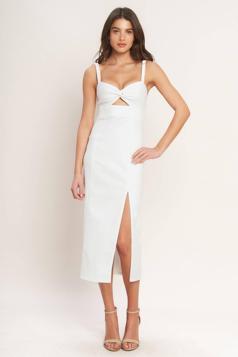 SILENT SHIN TWILL MIDI DRESS