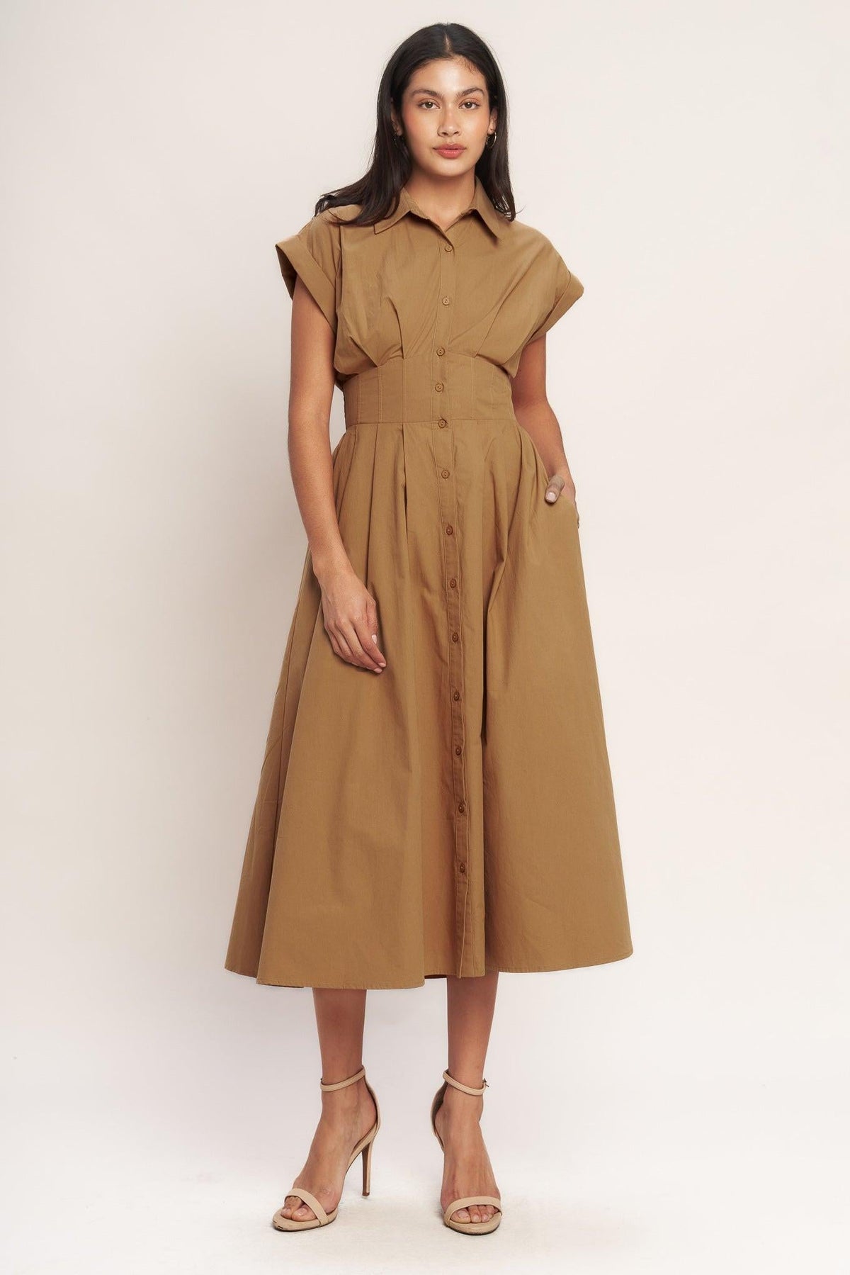 LOVE YOU MORE WOVEN MIDI DRESS