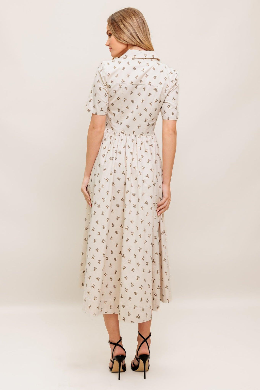 CANDY KISS BEIGE WOVEN MIDI DRESS