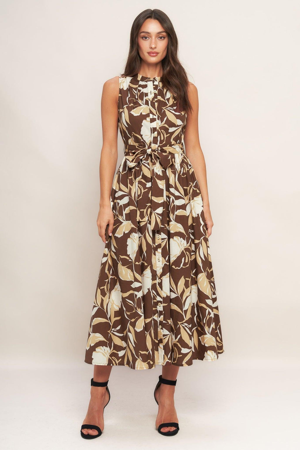 ELEGANT BLOOM WOVEN MIDI DRESS