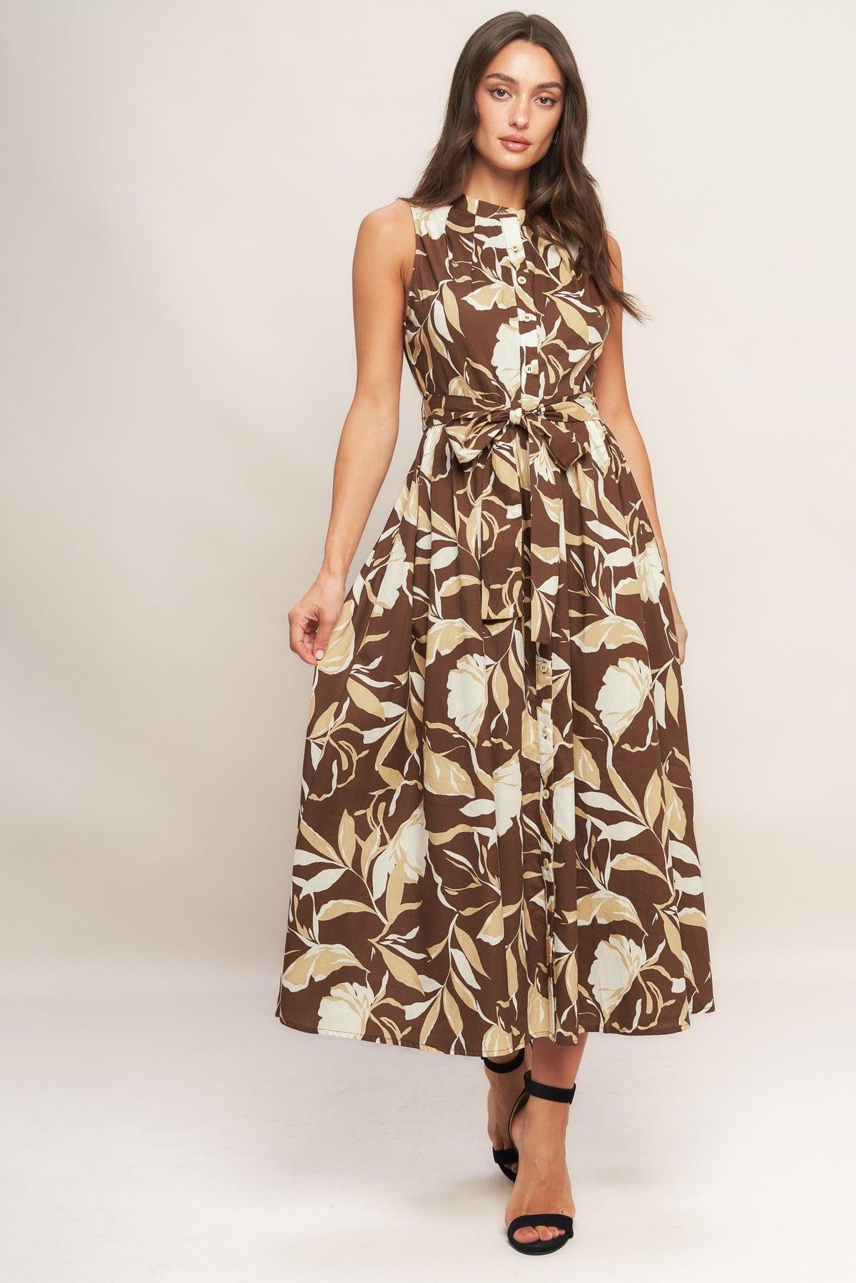 ELEGANT BLOOM WOVEN MIDI DRESS